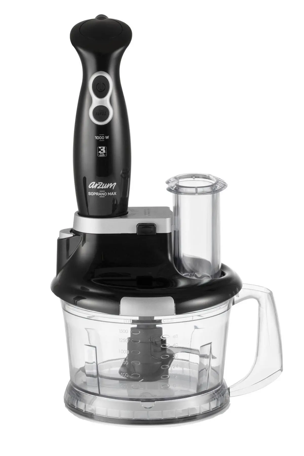 Arzum AR1004 Soprano Max Multi Blender Seti 1000 W, 5 Fonksiyonlu, 1500 ml Doğrayıcı Hazne, Siyah