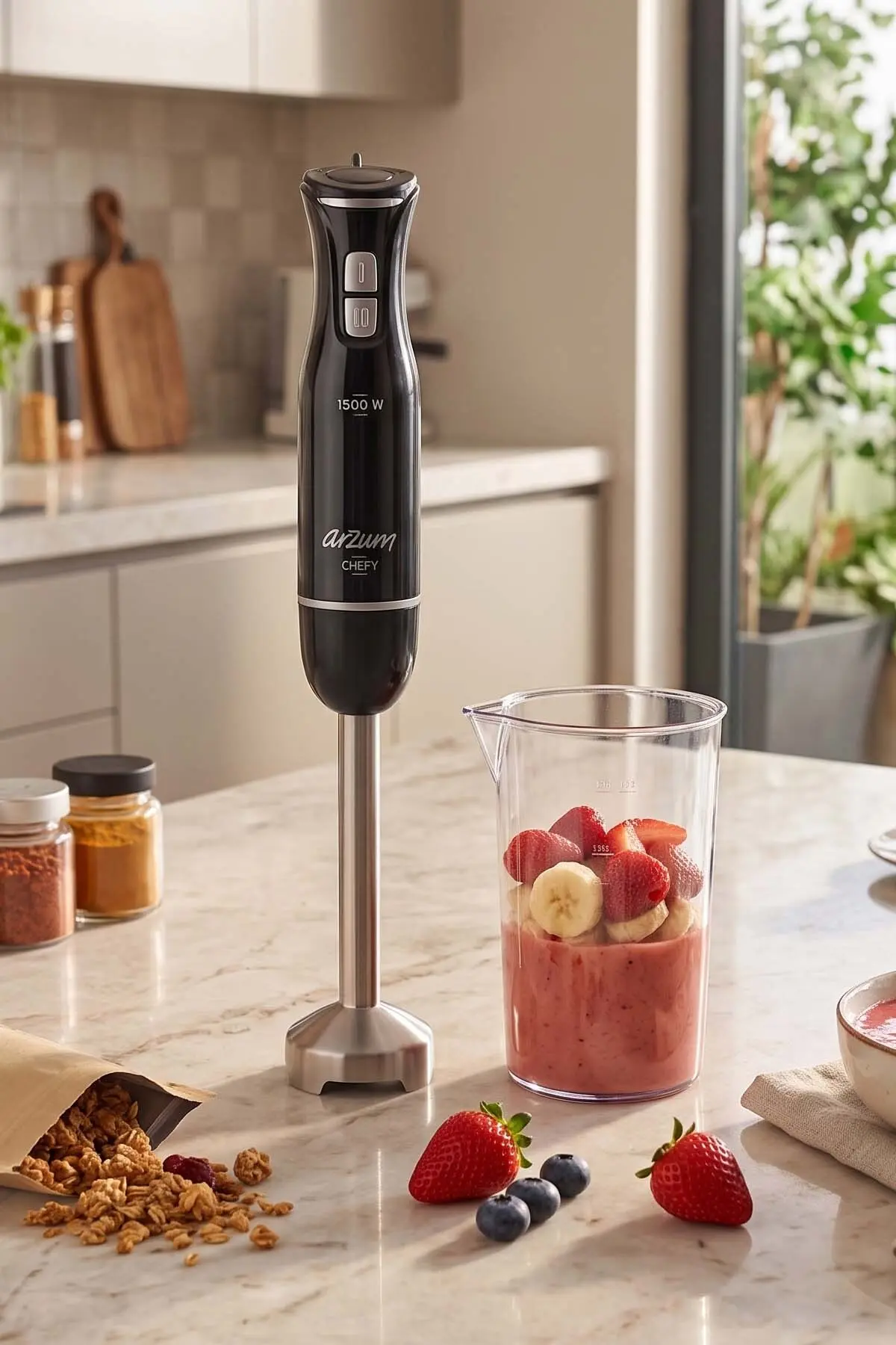 Arzum AR1139 Chefy El Blender 1500W, 2 Kademeli, Karıştırma Kabı, Siyah