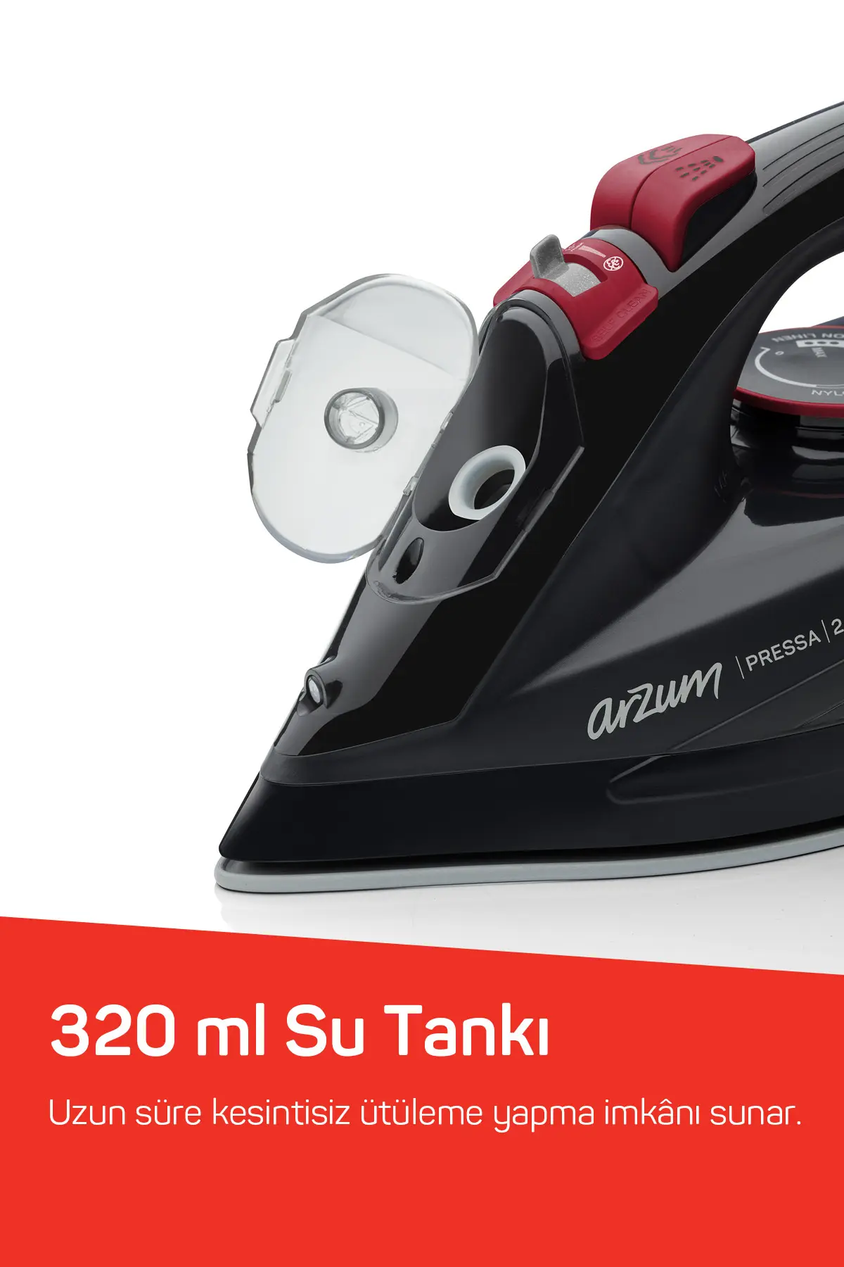 Arzum AR6020 Pressa 2400Watt Seramik Taban Buharlı Ütü,Şok Buhar