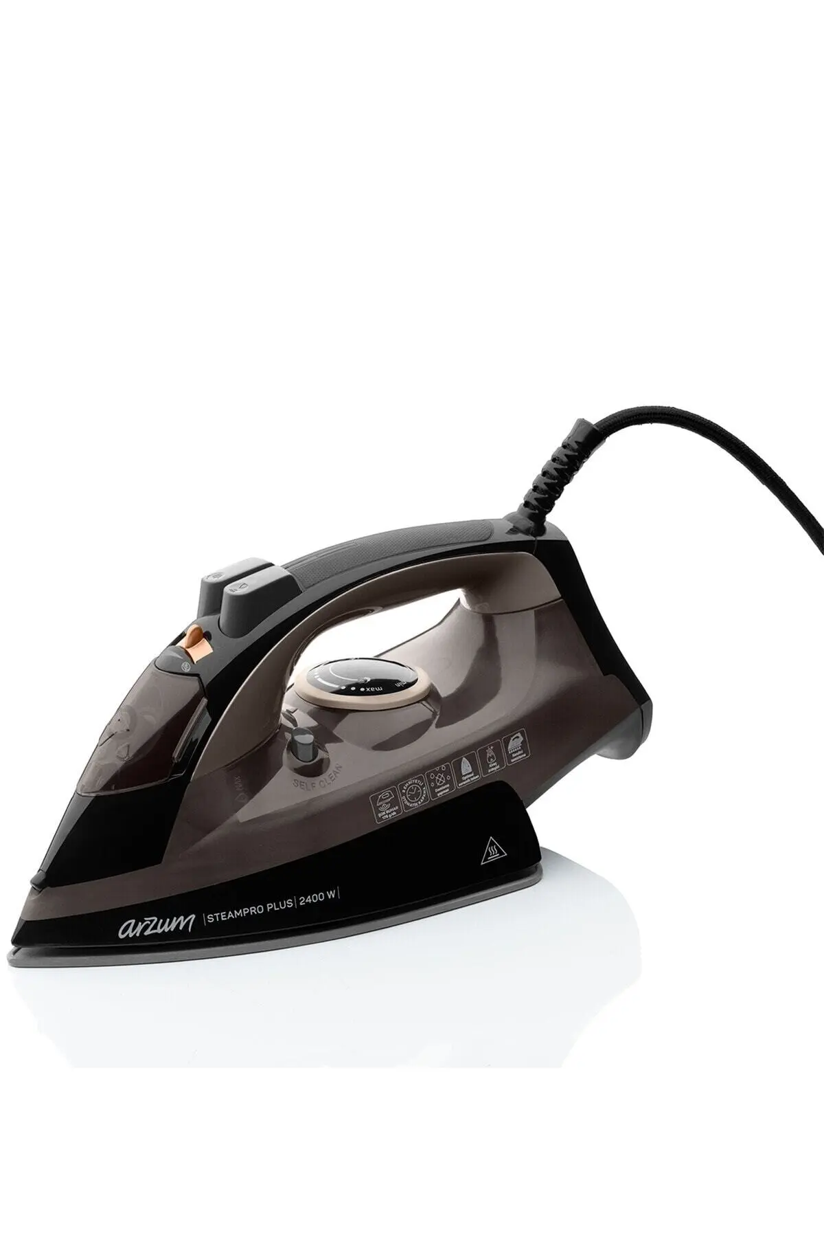 Arzum AR6030 SteamPro Plus Buharlı Ütü 2400W, Seramik Taban, 175 gr/min Şok Buhar, Kahverengi