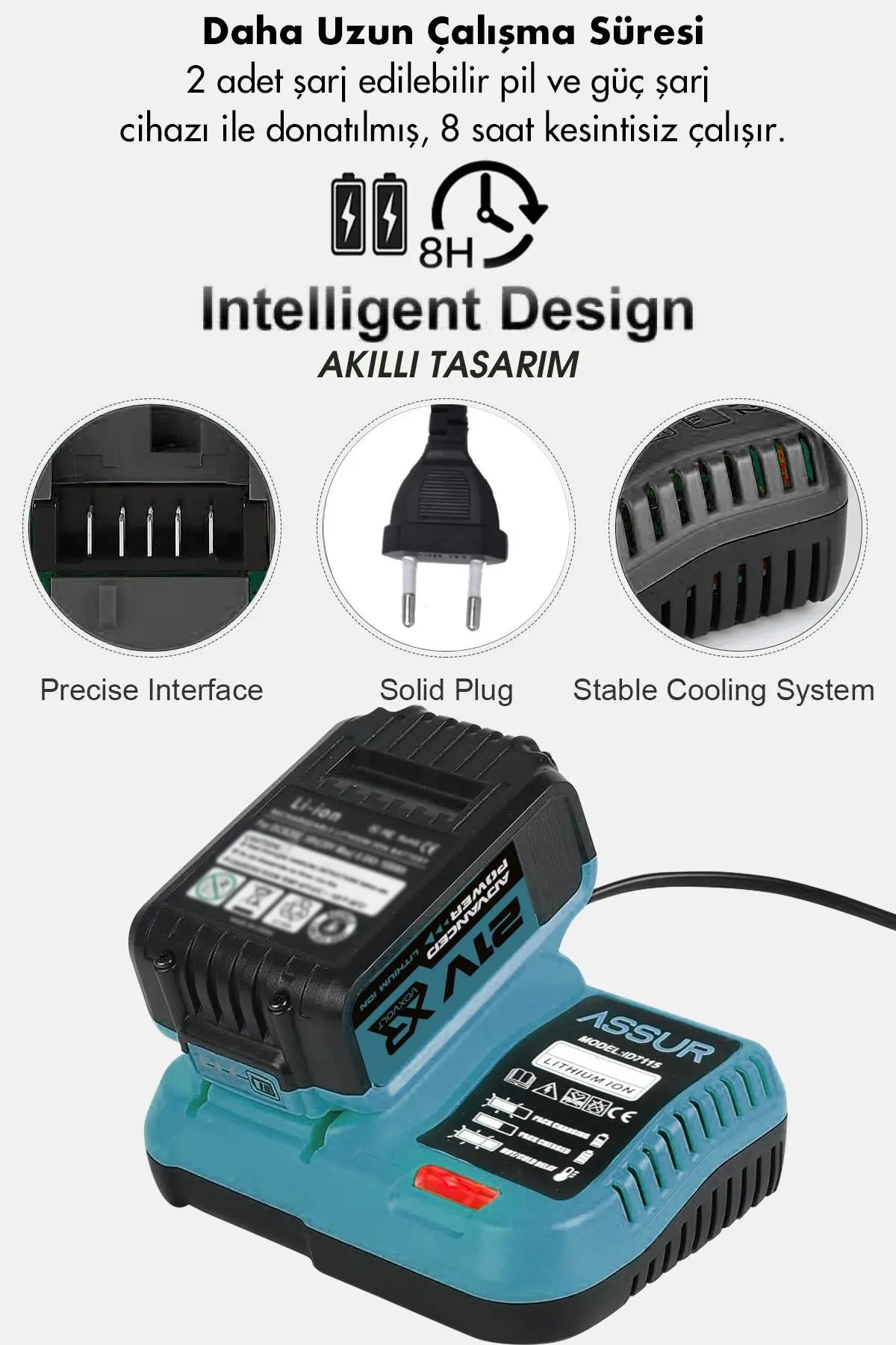 ASSUR 21V Çift Akülü Kömürsüz Şarjlı 13 Başlıklı Set