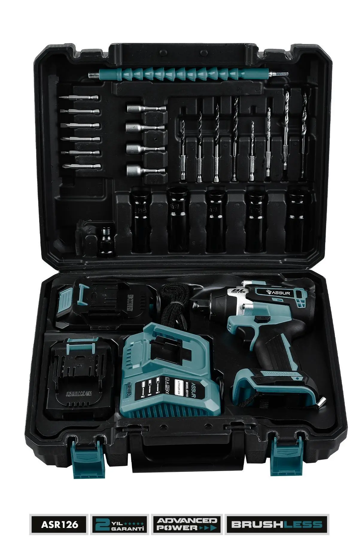ASSUR 450 NM TORKLU 21V ÇİFT AKÜLÜ 10 PİLLİ KÖMÜRSÜZ 1/2 MAVİ SOMUN SIKMA SÖKME MAKİNESİ