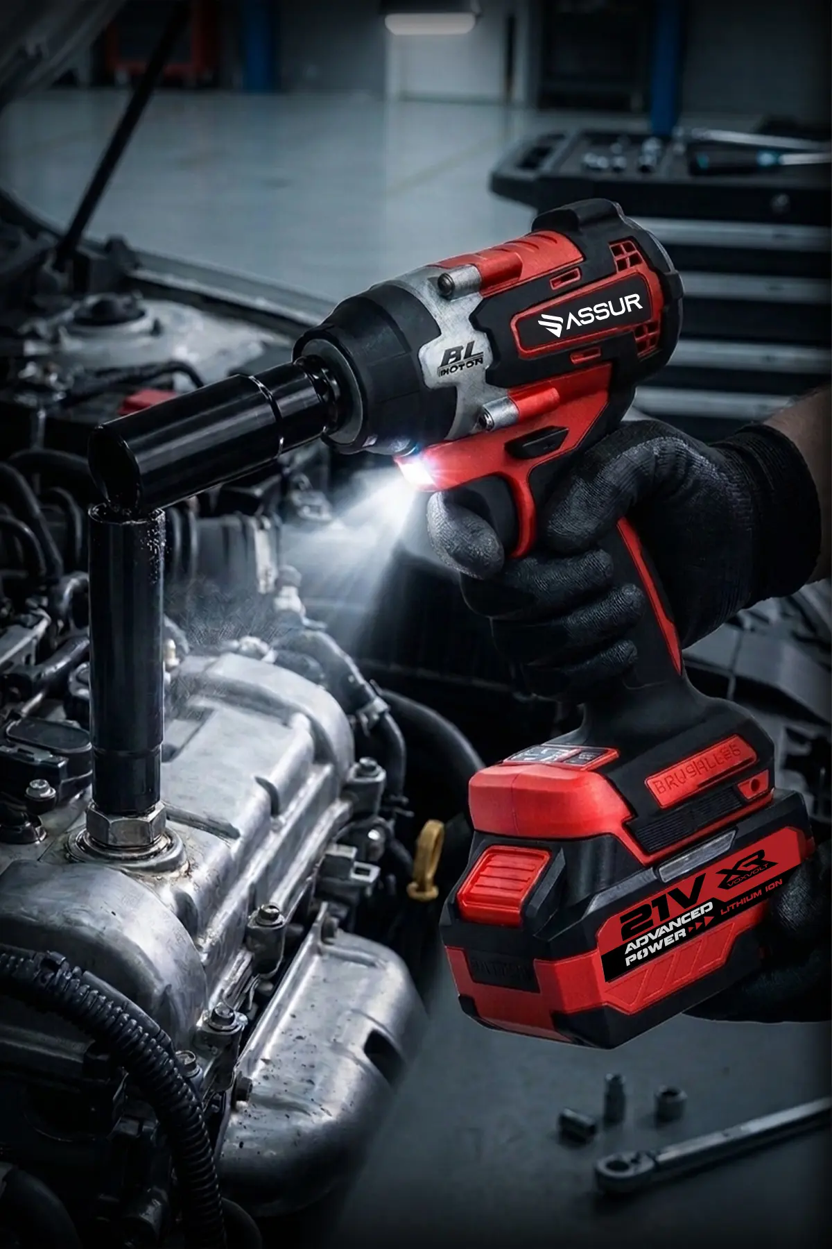 ASSUR 450NM TORKLU PRO 21V ÇİFT AKÜLÜ KÖMÜRSÜZ 1/2 SOMUN SÖKME SIKMA MAKİNESİ
