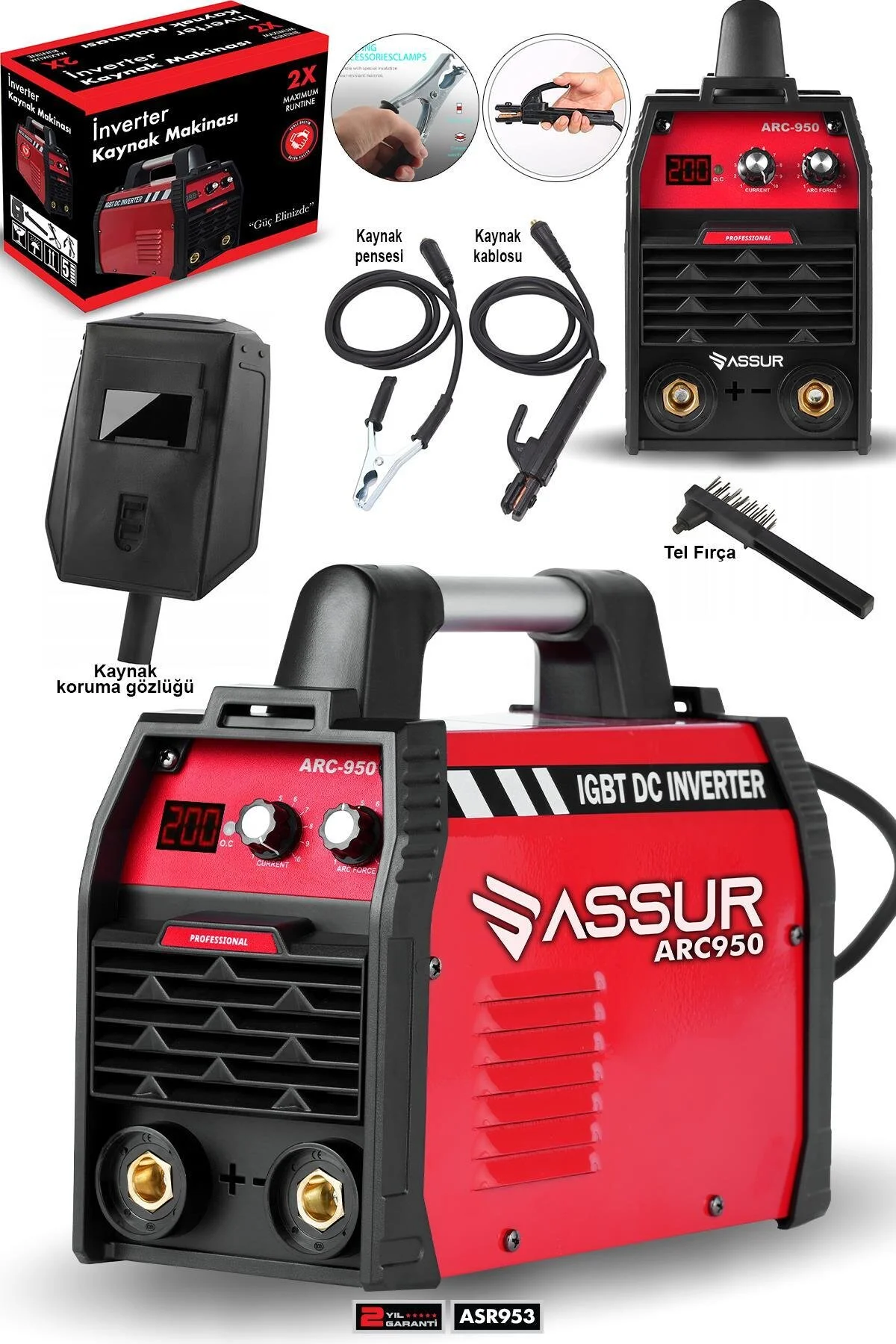 ASSUR Profesyonel 250 Amper Dijital Göstergeli inverter Çanta Kaynak Makinesi