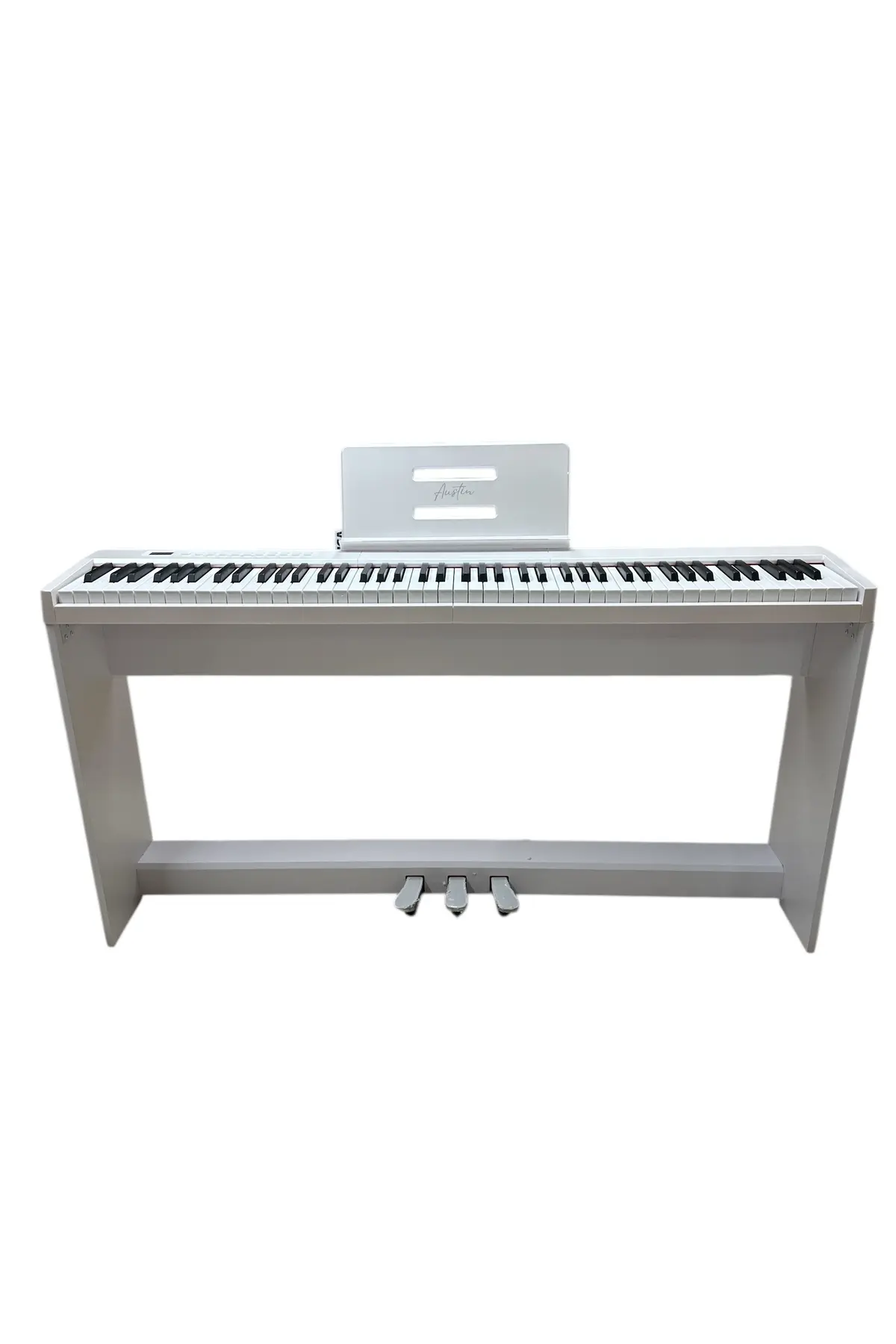 AUSTIN Beyaz Digital Piyano Hassasiyetli 88 Dolgu Tuş 3 Pedal Tabure Kulaklık Dahil