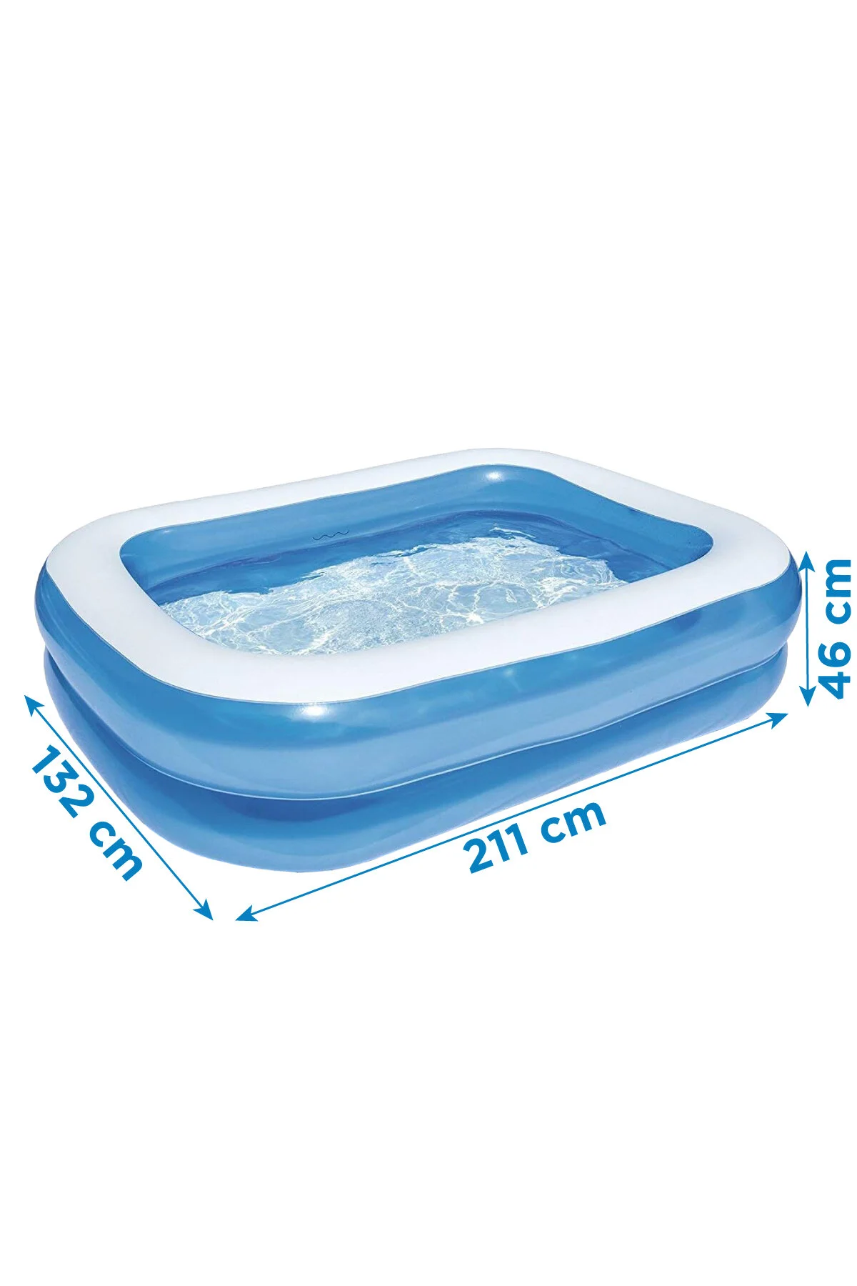 Bestway 12819 - Büyük Boy Dikdörtgen Şişme Aile Havuzu (211x132x46cm)