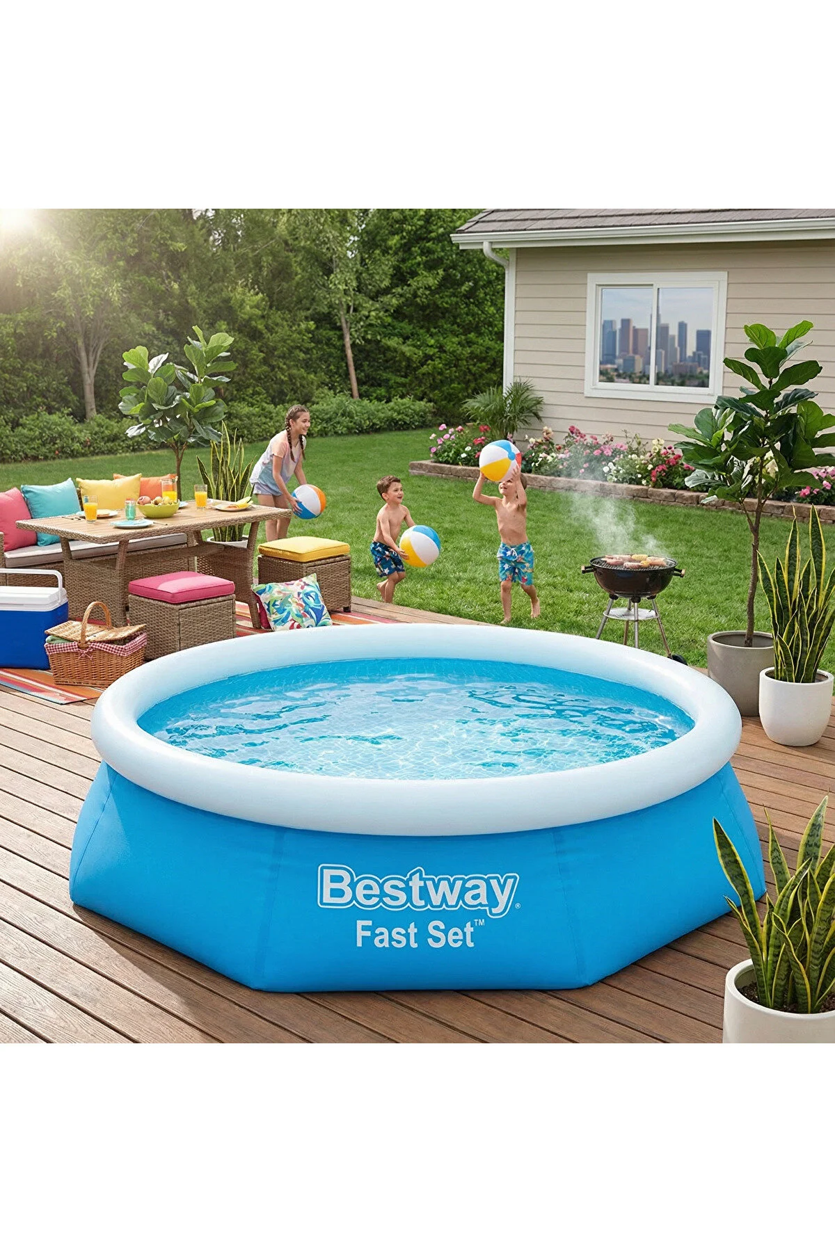 Bestway 57448 Fast Set Çember Şişme Havuz 2.44 m x 61 cm