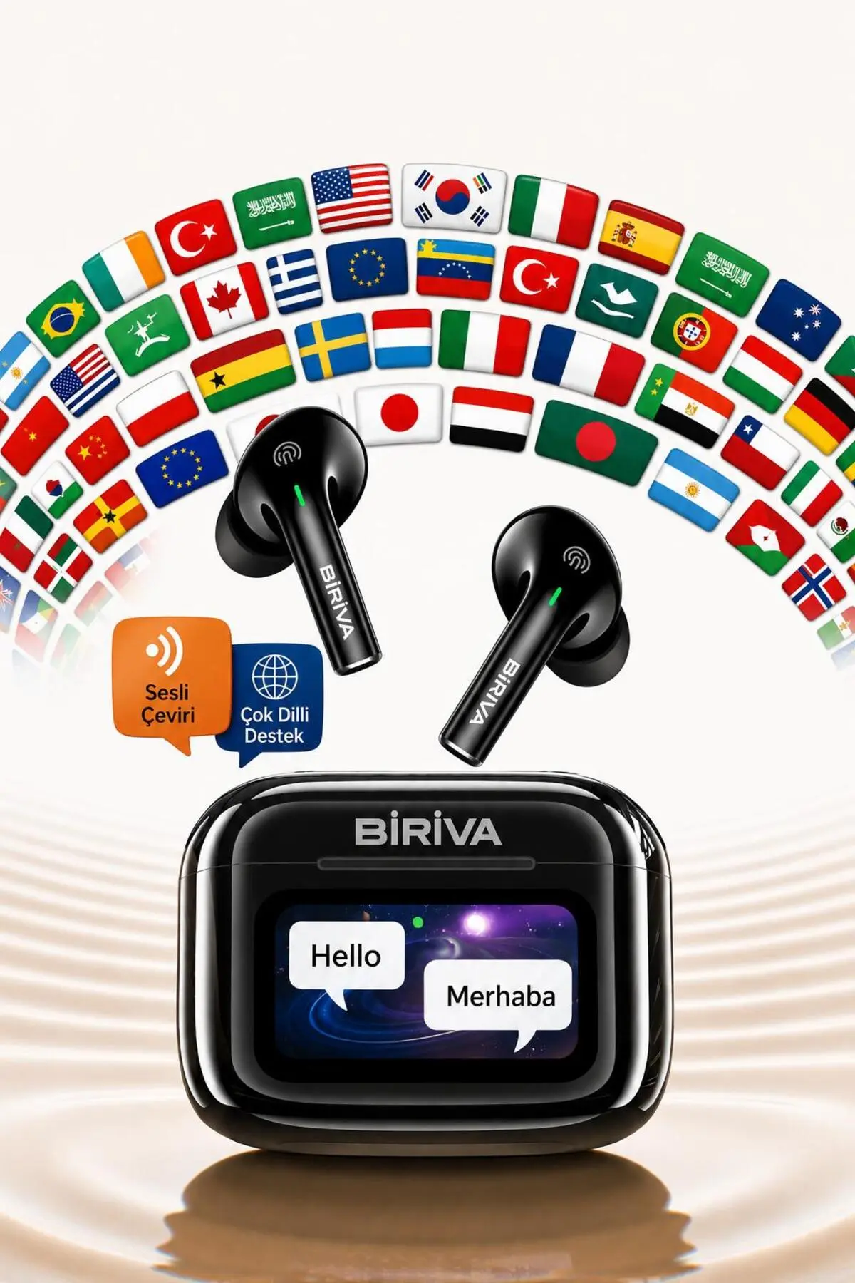 BİRİVA TP29 AI Dil Çevirili Bluetooth 6.0 Kulaklık | 500 mAh Batarya, ANC & ENC, Anlık Tercüme, HD Ses
