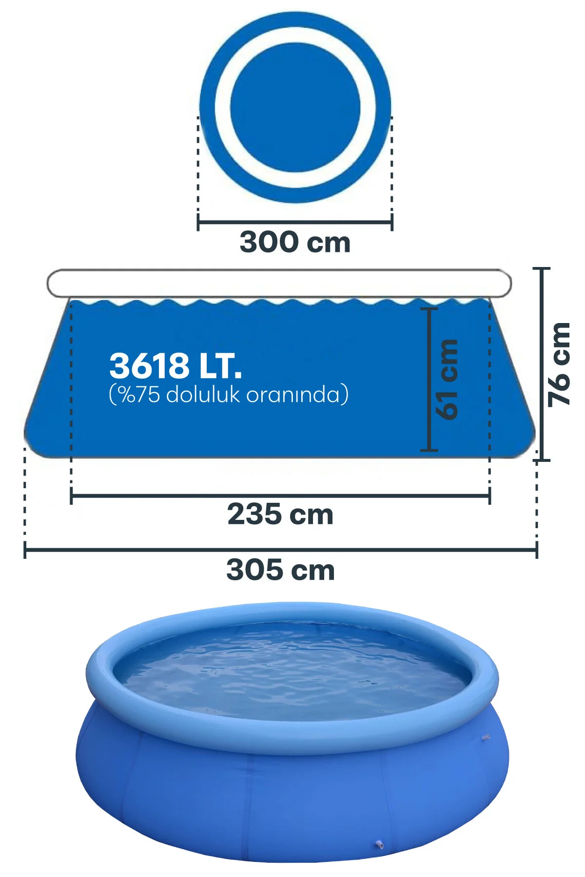 Blooma Yuvarlak Aile Havuzu 305cm x76cm