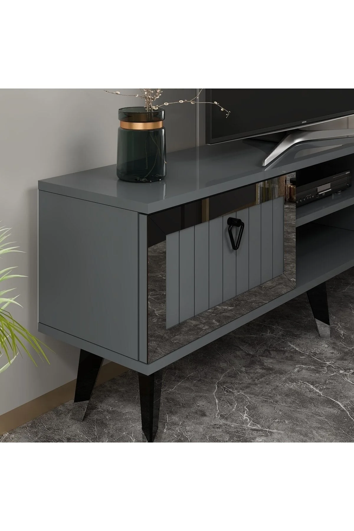 cantek dizayn Lidya Tv Stand Antrasit-gümüş