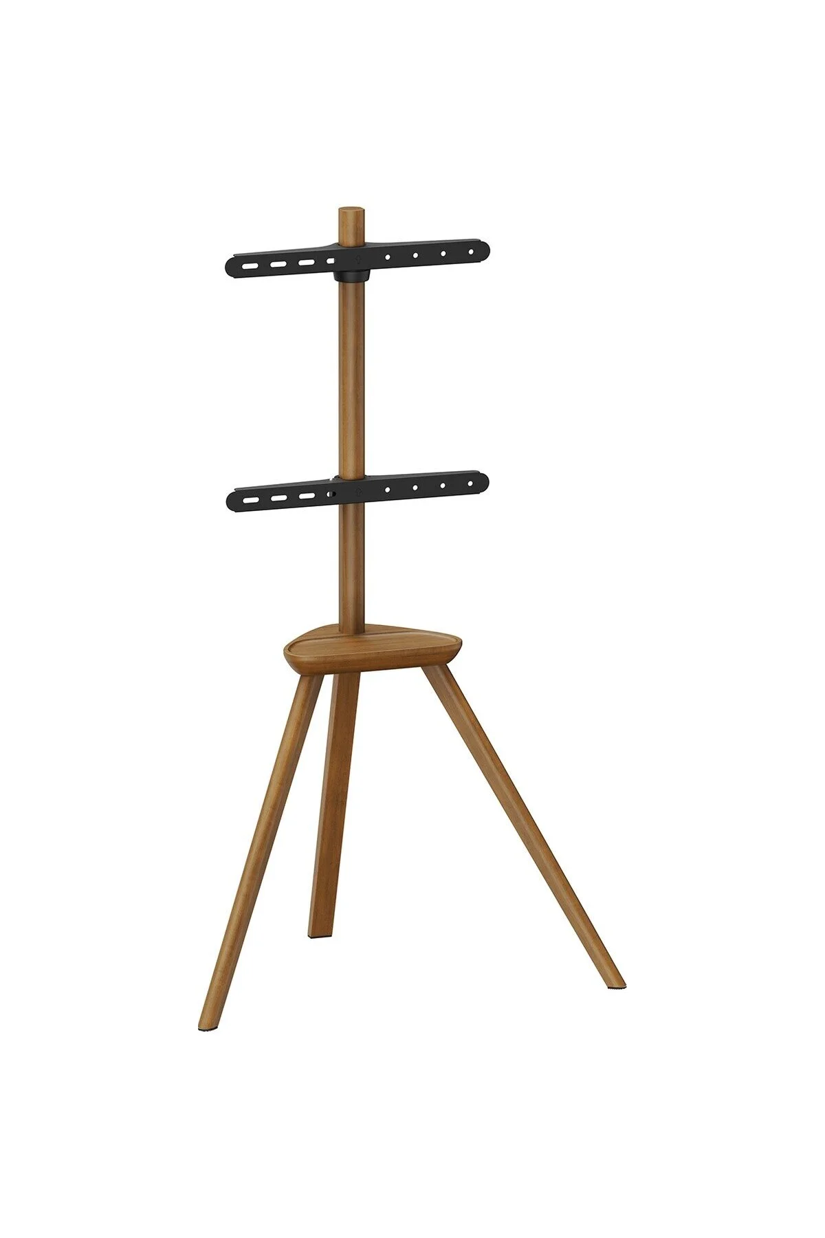 Cletech Masif Ahşap Şövalye Tipi Tv Standı 45"-65" | Raflı | 45° Döner | 40 kg Taşıma Kapasiteli