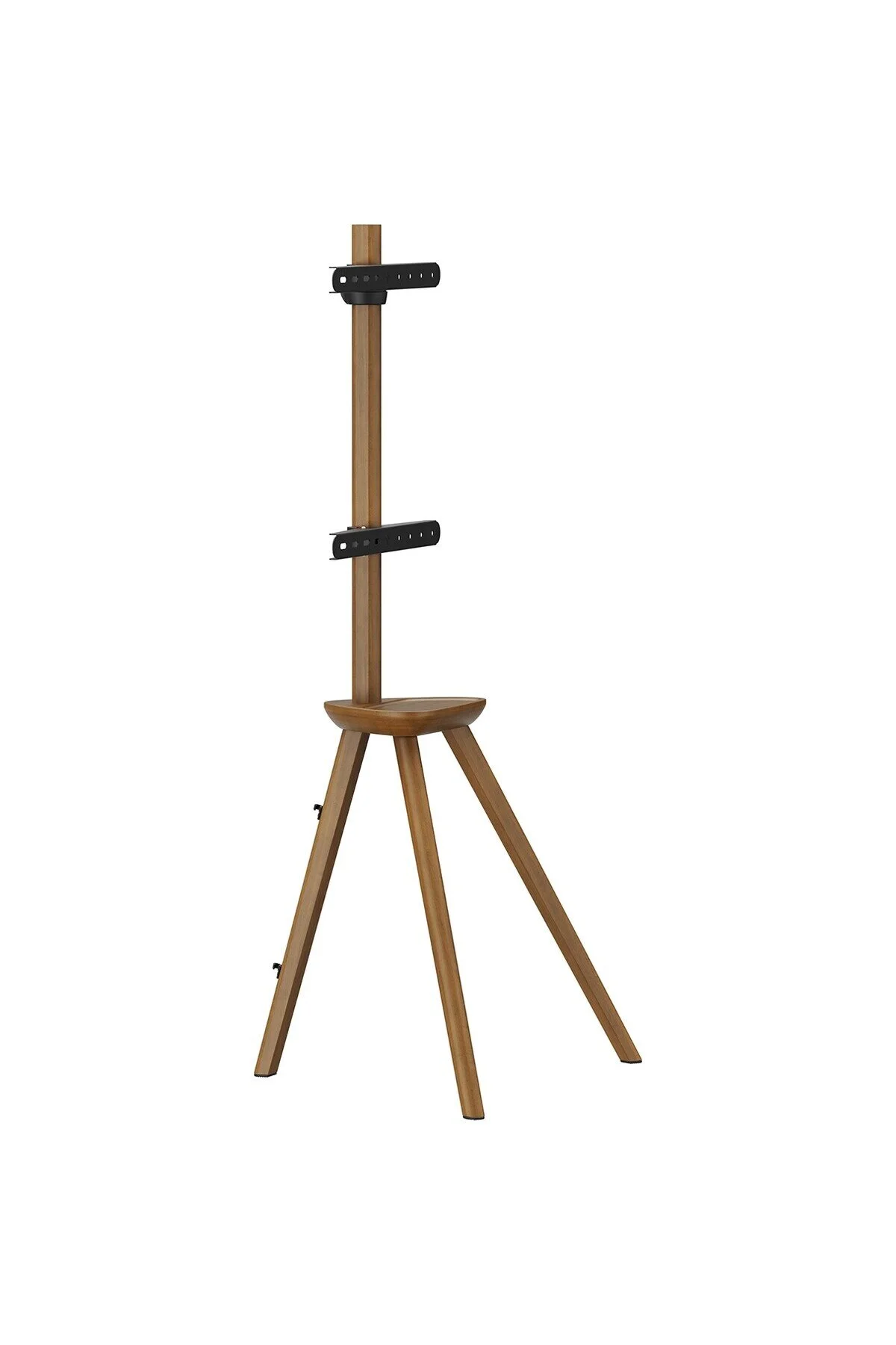 Cletech Masif Ahşap Şövalye Tipi Tv Standı 45"-65" | Raflı | 45° Döner | 40 kg Taşıma Kapasiteli