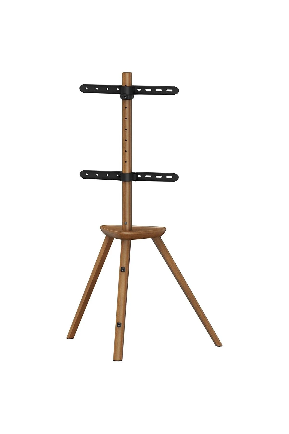 Cletech Masif Ahşap Şövalye Tipi Tv Standı 45"-65" | Raflı | 45° Döner | 40 kg Taşıma Kapasiteli