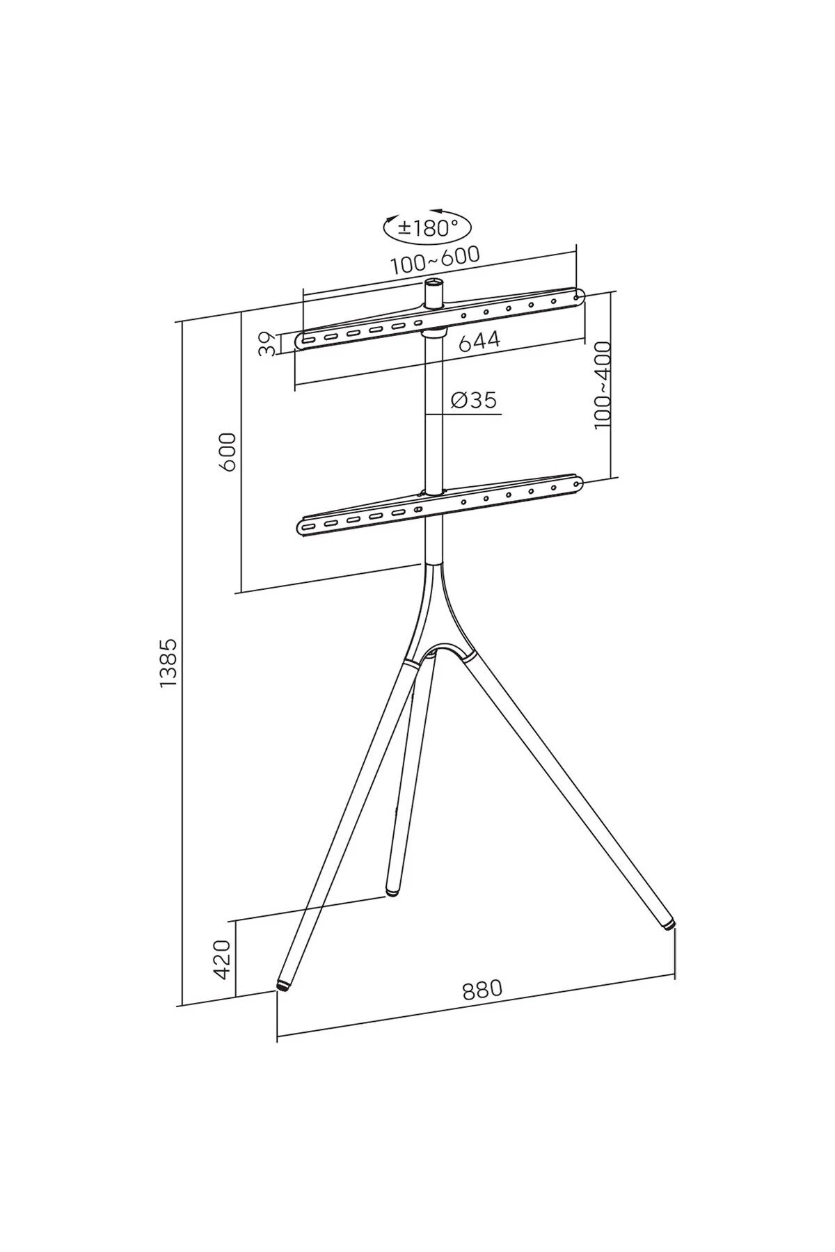 Cletech Şövalye Tipi Tv Standı 45"-65" | Ahşap & Metal | 180° Döner | 32 kg Taşıma Kapasiteli