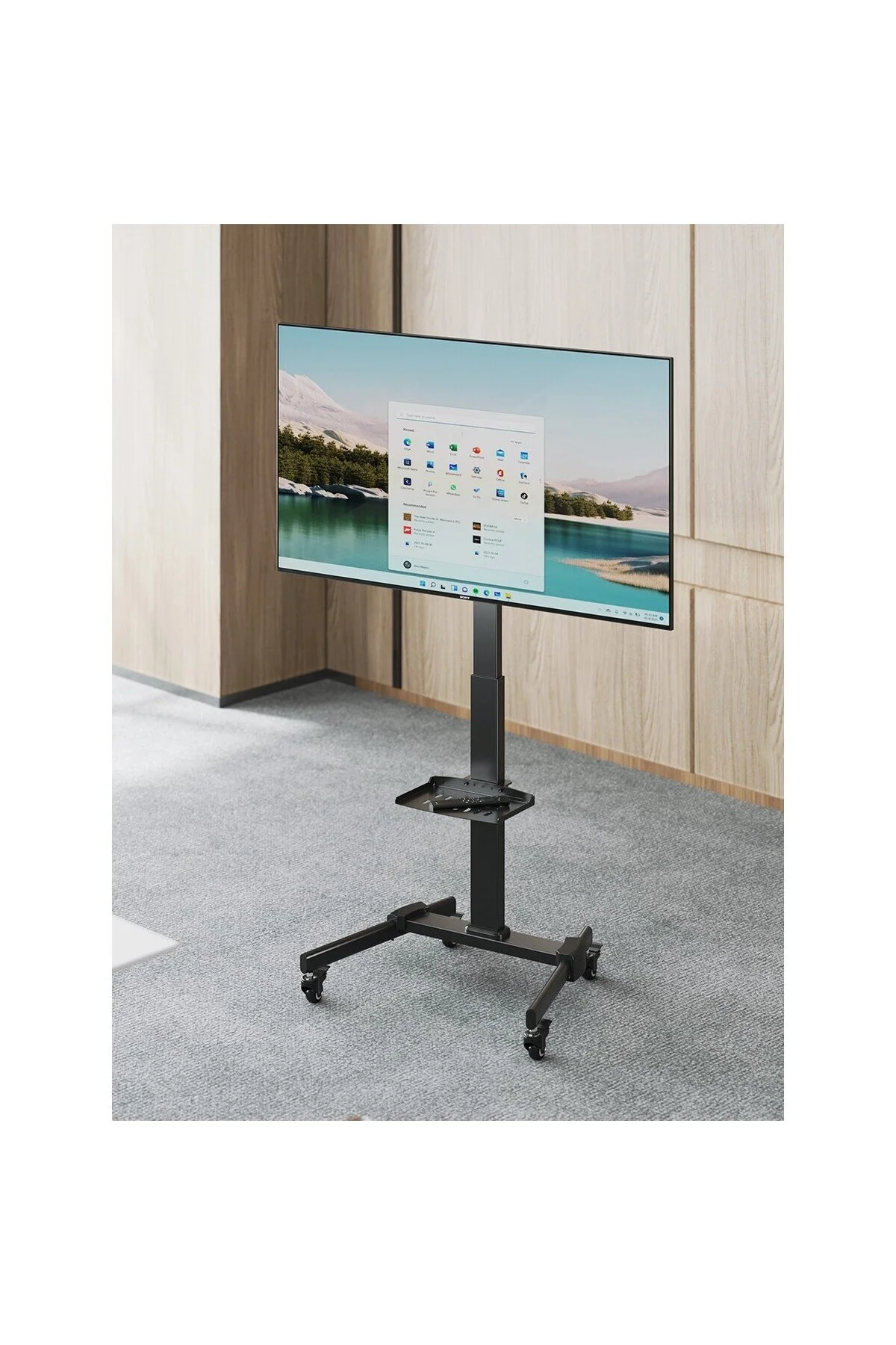 Cletech Tekerlekli Tv Standı 32"-55" | Yükseklik Ayarlı | Eğilebilir | Raflı | 35 kg Taşıma Kapasiteli