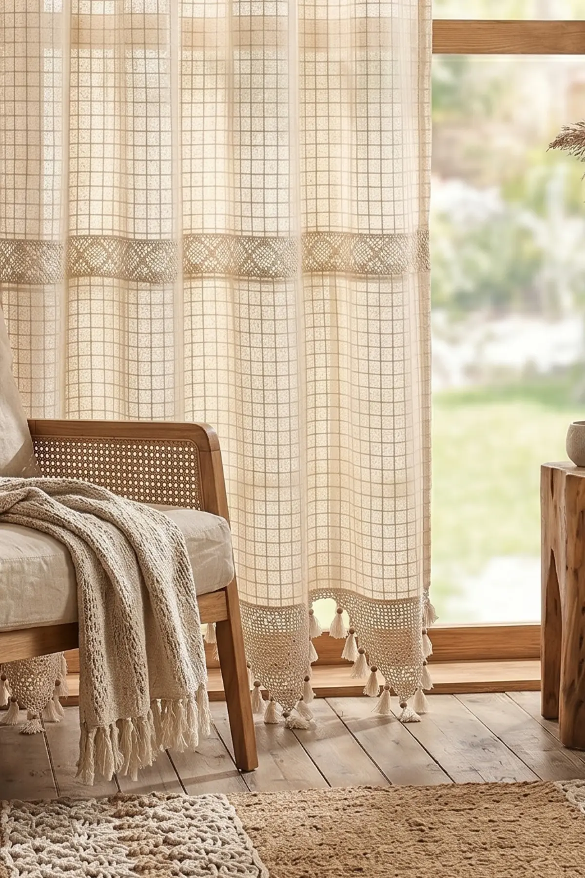cottoncloth Monika Dantelli Otantik Buldan İşi Pamuklu Dekoratif Salon Mutfak Yatak Odası Perdesi