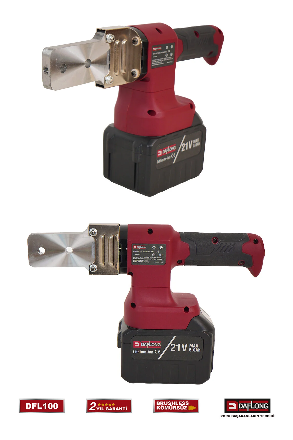 Daflong PRO 15 PİLLİ ÇİFT BATARYALI ŞARJLI PVC BORU KAYNAK MAKİNASI DFL-100