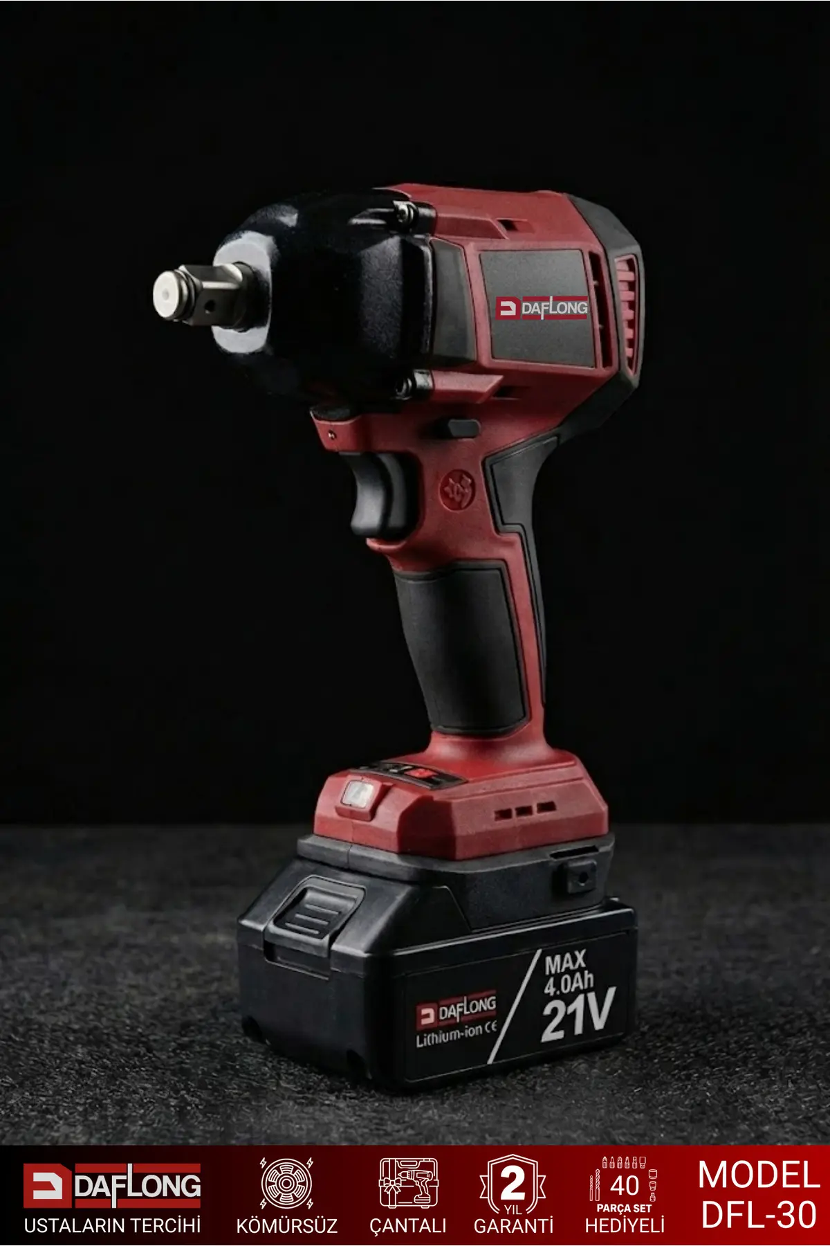 Daflong PRO DİJİTAL EKRANLI DİJİTAL AYARLANABİLİR DEVİR GÜÇLÜ 700NM TORKLU ŞARJLI SOMUN SÖKME DFL-30