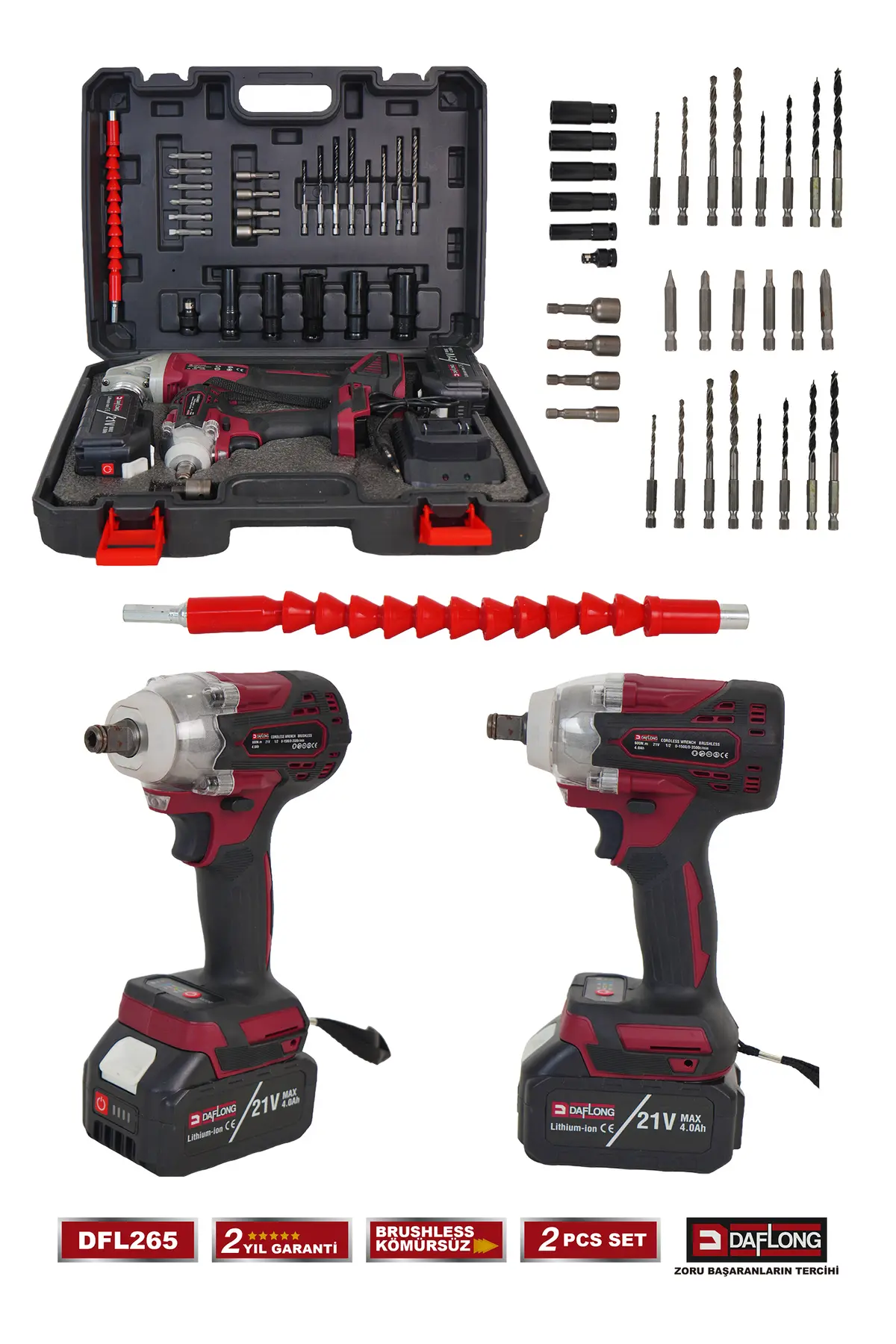 Daflong PRO KÖMÜRSÜZ 2'Lİ SET 600NM BİJON SÖKME VİDALAMA+DEVİR AYARLI TAŞLAMA DFL-265