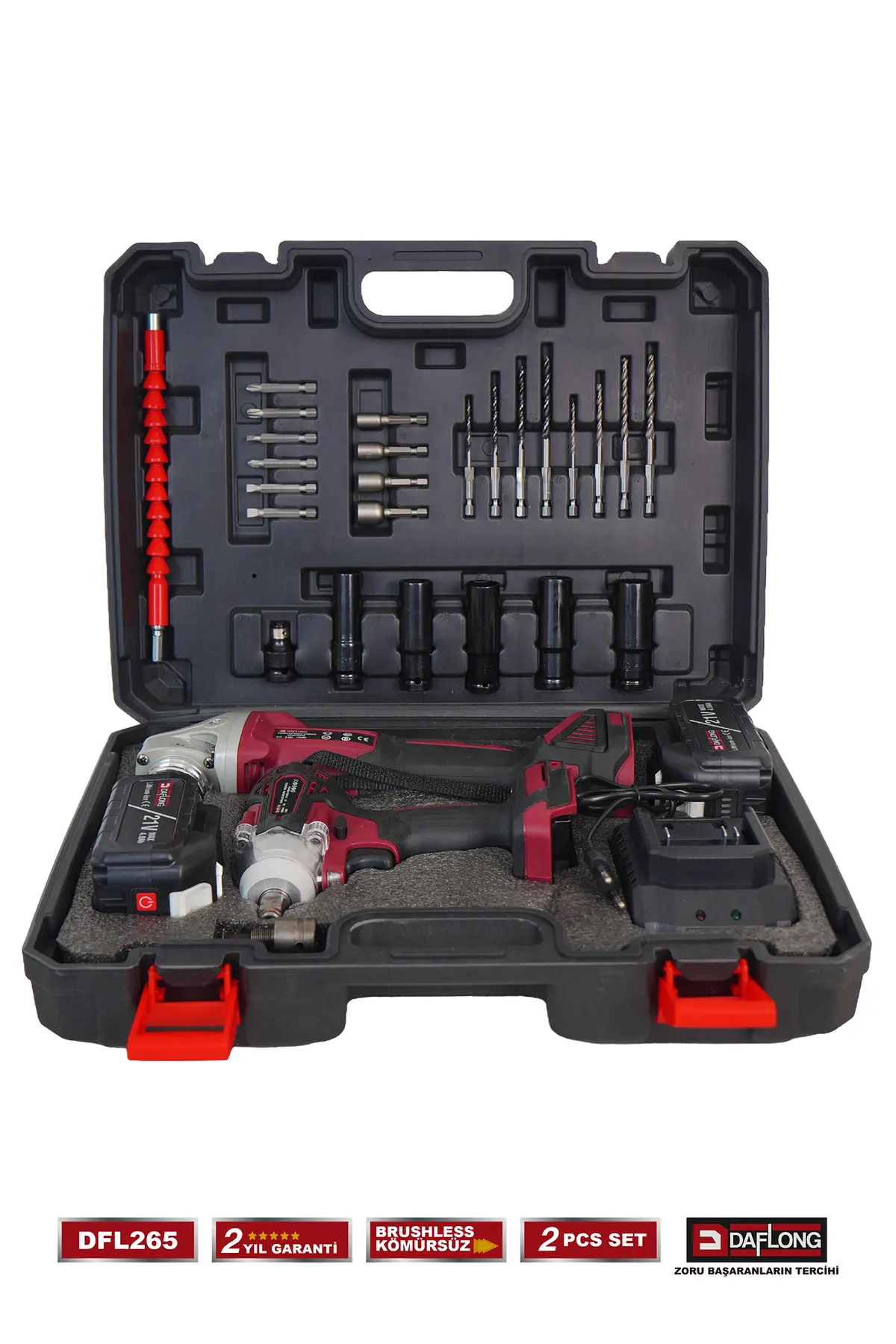 Daflong PRO KÖMÜRSÜZ 2'Lİ SET 600NM BİJON SÖKME VİDALAMA+DEVİR AYARLI TAŞLAMA DFL-265