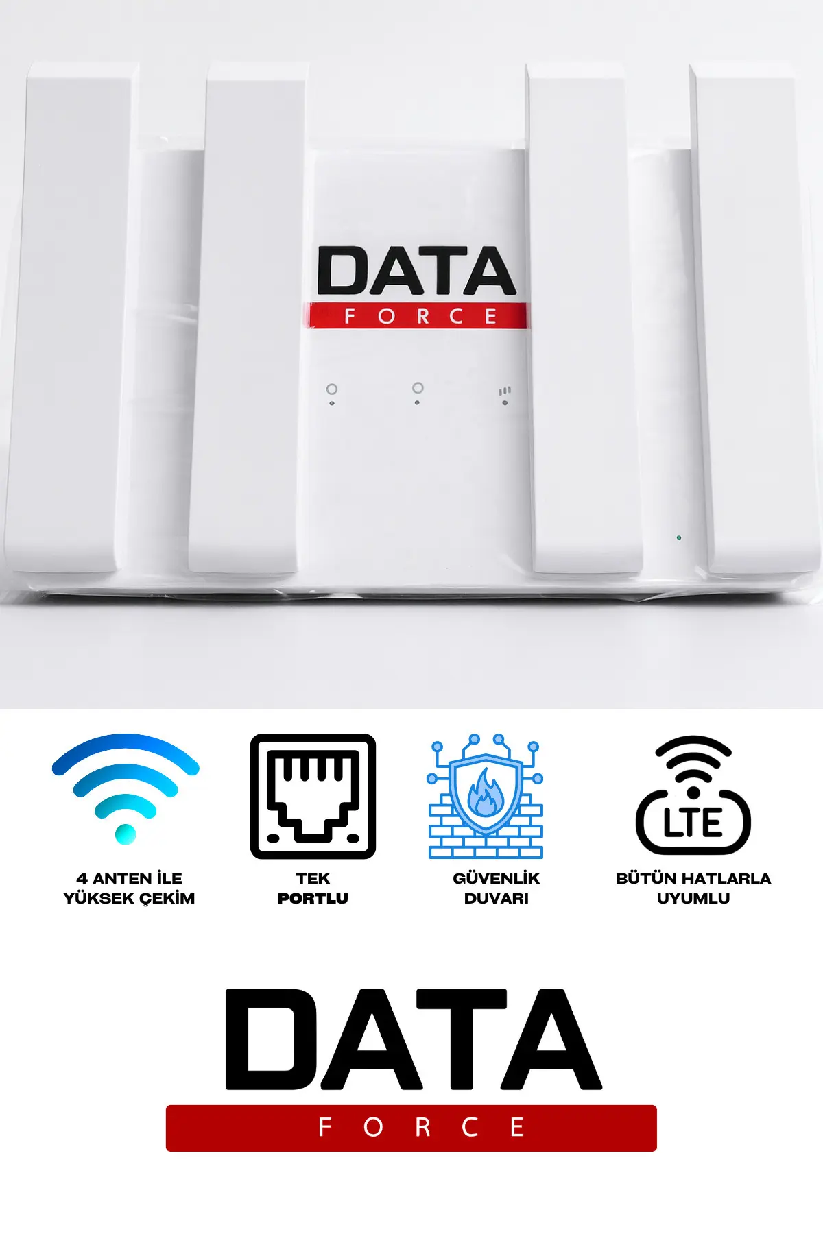 DataForce 4G Sim Kartlı 4 Anten 1 PORT Taşınabilir Router Wifi Modem CPF906