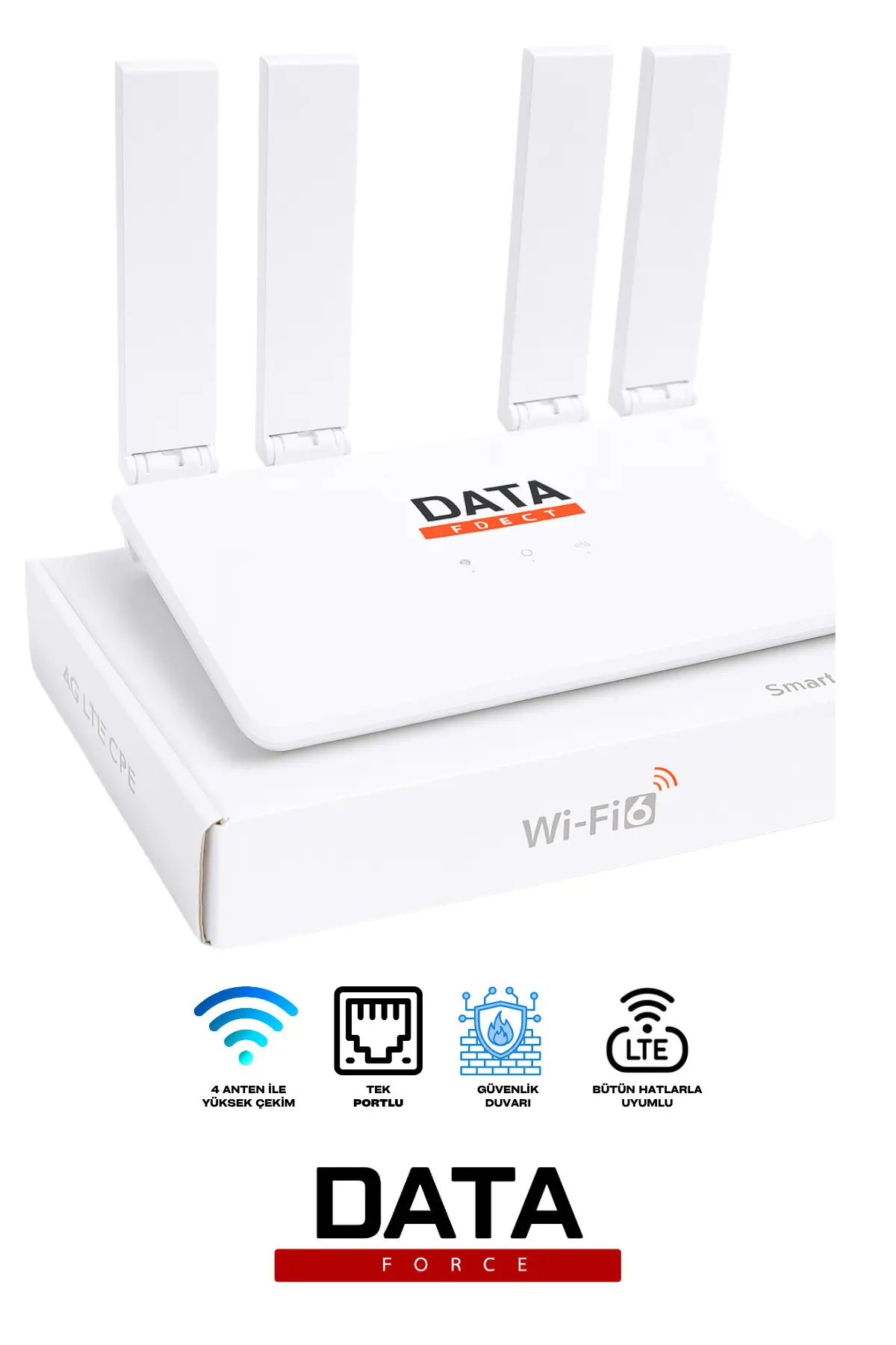 DataForce 4G Sim Kartlı 4 Anten 1 PORT Taşınabilir Router Wifi Modem CPF906