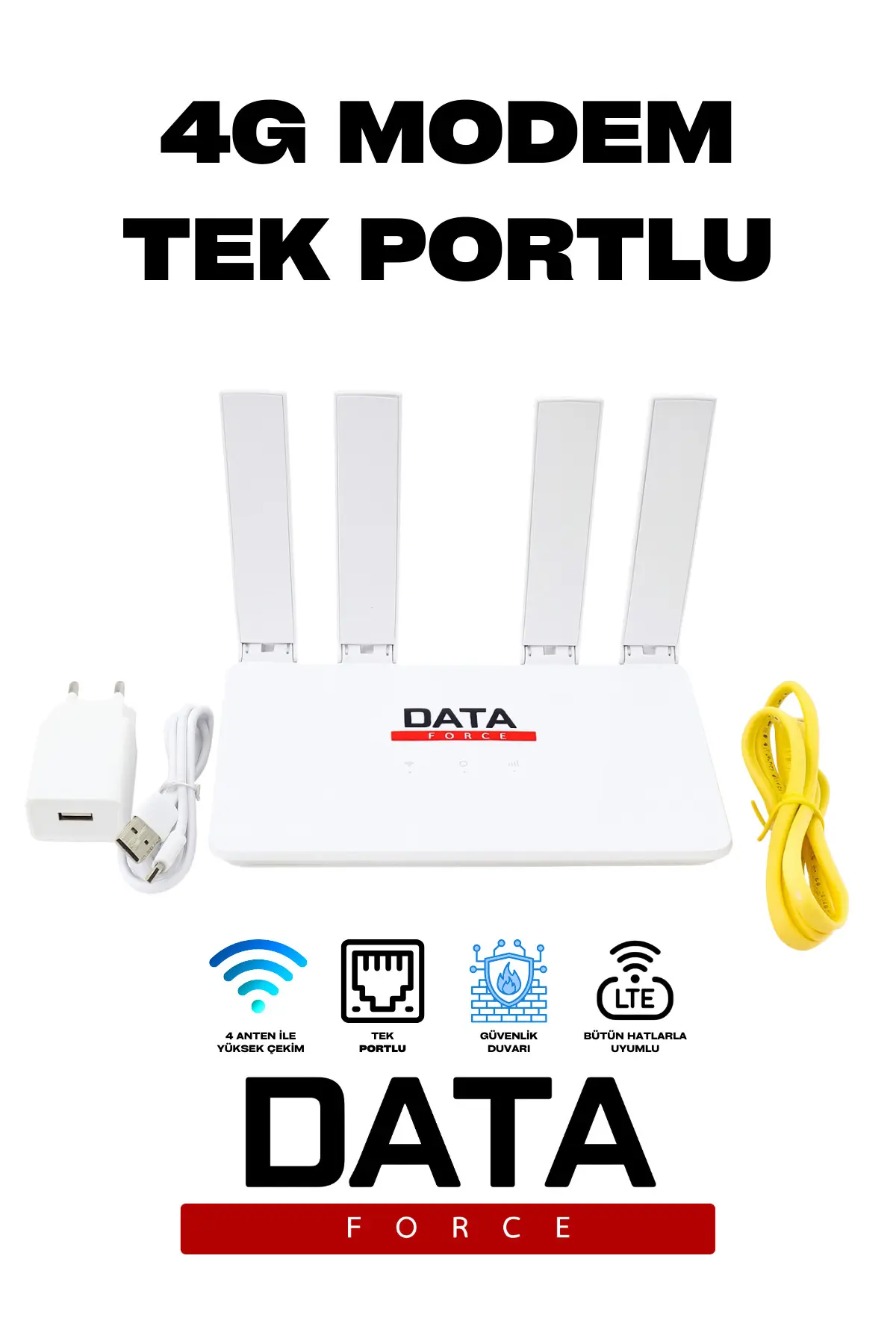 DataForce 4G Sim Kartlı 4 Anten 1 PORT Taşınabilir Router Wifi Modem CPF906