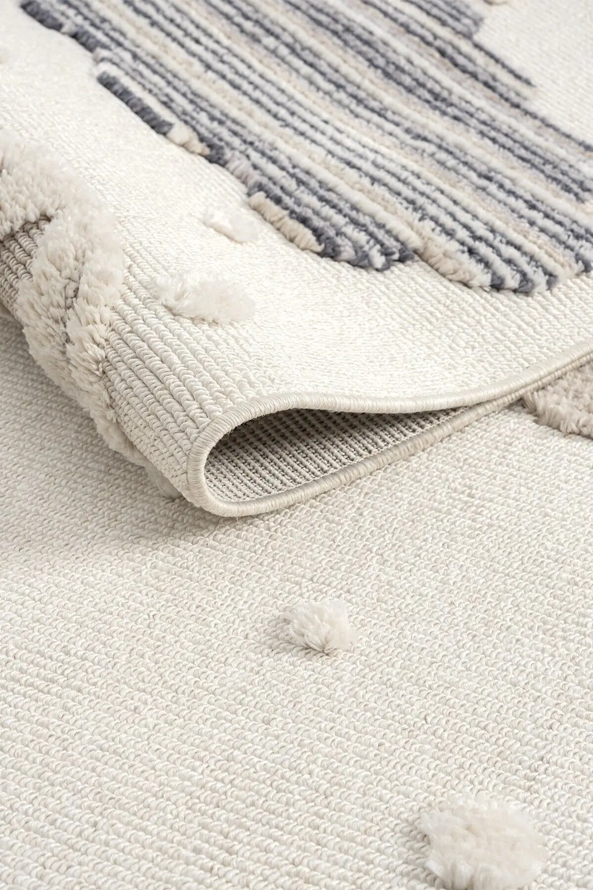 Eliz Home Krem Yumuşak Bukleli Balonlu Bulutlu Dokuma Halı Bebek Odası Çocuk Odası Genç Odası Halısı 16