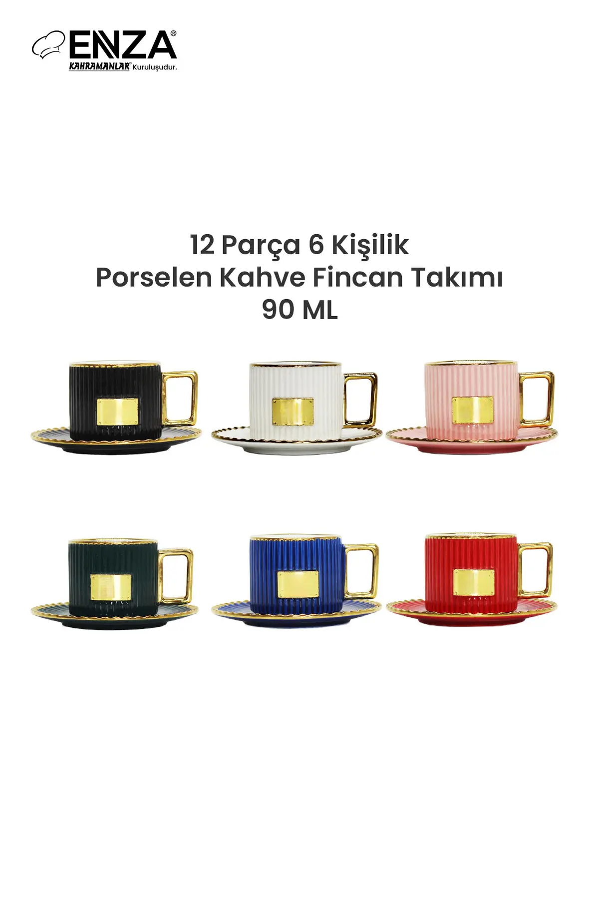 Enza Colorful 6’lı Porselen Kahve Fincanı Takımı 90 ml