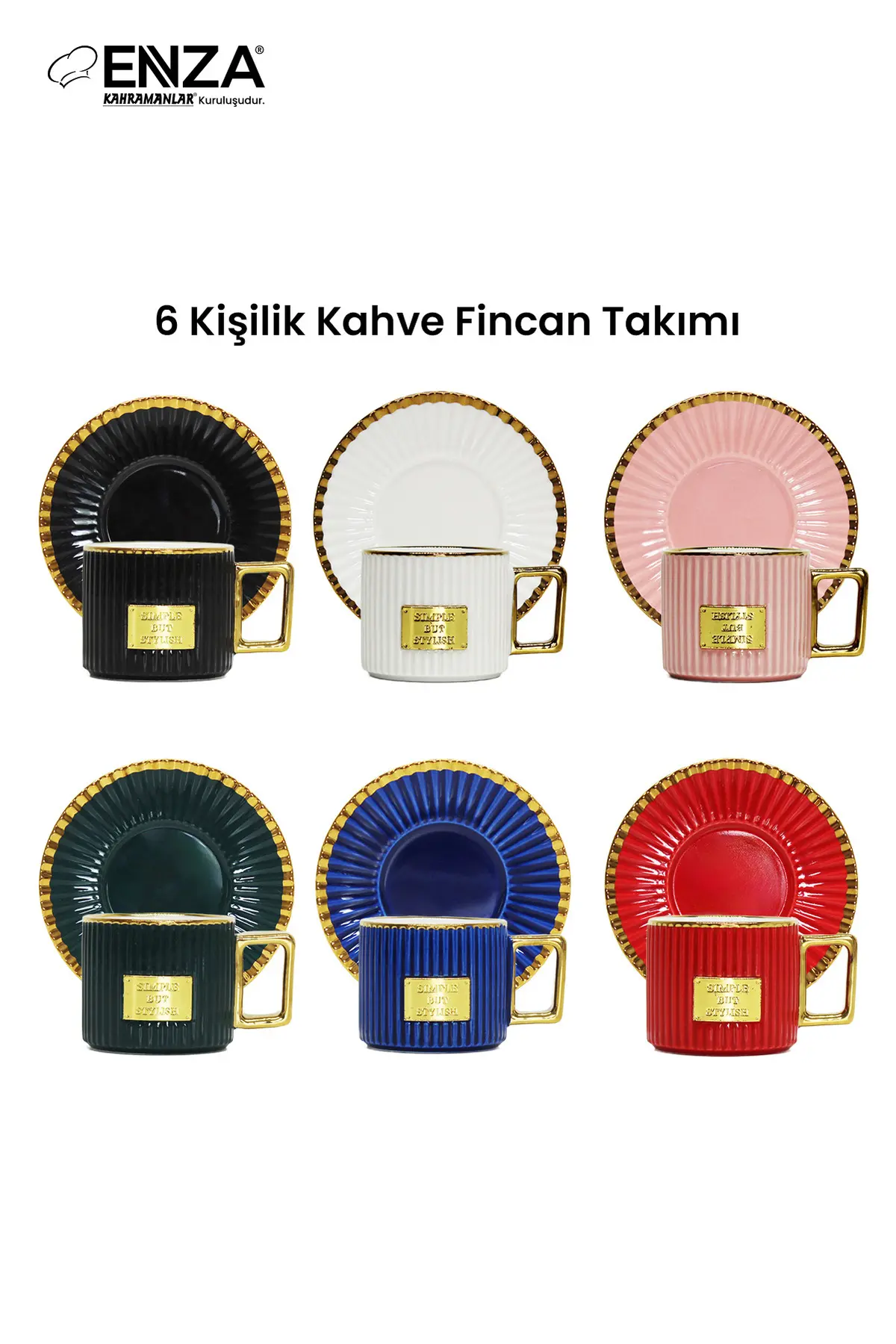 Enza Colorful 6’lı Porselen Kahve Fincanı Takımı 90 ml
