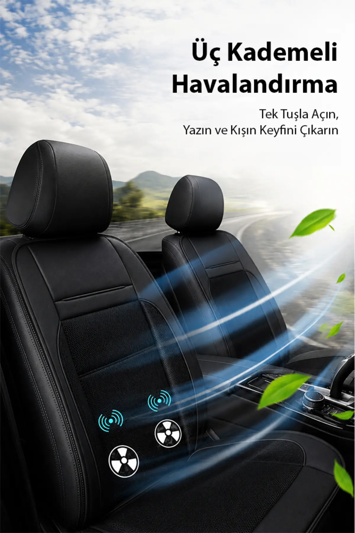 EZERE CoolSeat 12V Araç Koltuk Soğutucu ve Isıtıcı Fanlı Minder 3 Kademeli SIYAH