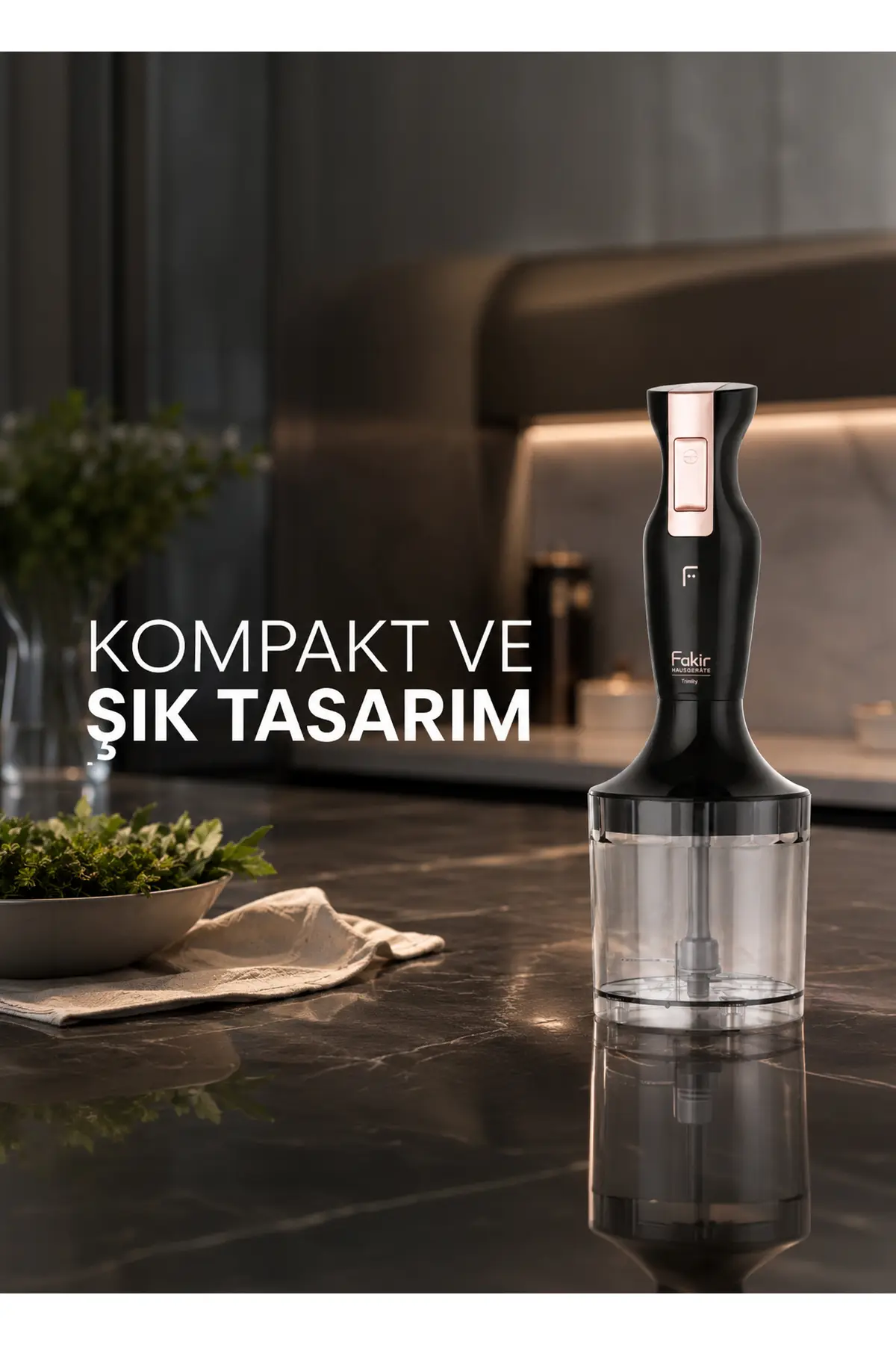 Fakir Trinity 900 W Paslanmaz Çelik Blender Seti, Doğrayıcı ve Çırpıcı, Siyah