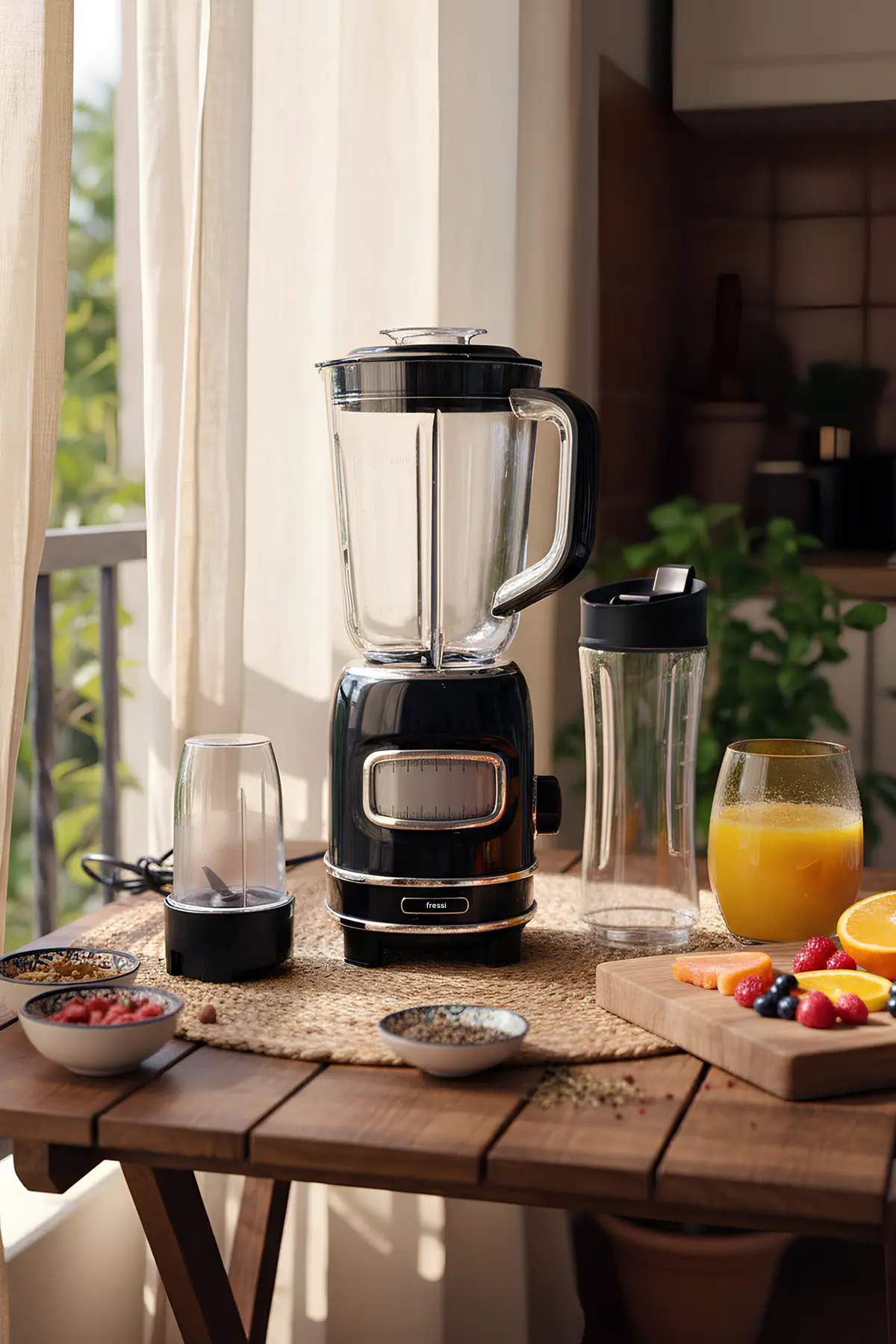 Fressi Kişisel Blender Seti Öğütücülü Smoothie Şişeli Blender 1,0 Litre Blendir Seti FR-BL01 Retroblend