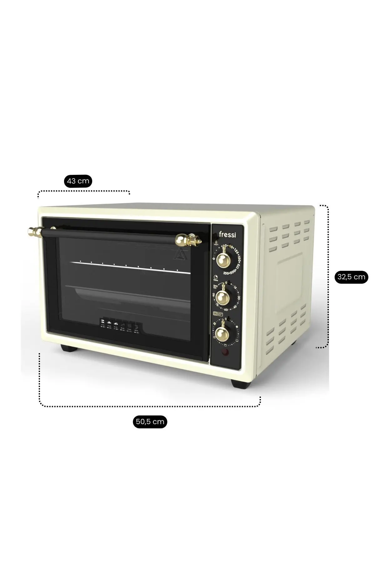 Fressi Turbo Midi Fırın Vintage Retro 34 Litre, Lambalı, Termostatlı, Saatli Fr-mf01