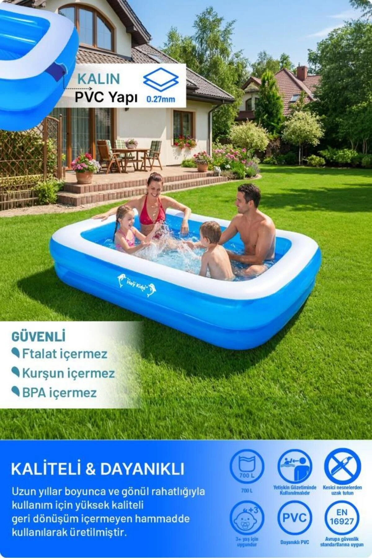Genel Markalar Swim Safe Dikdörtgen Havuz 262x175x50cm