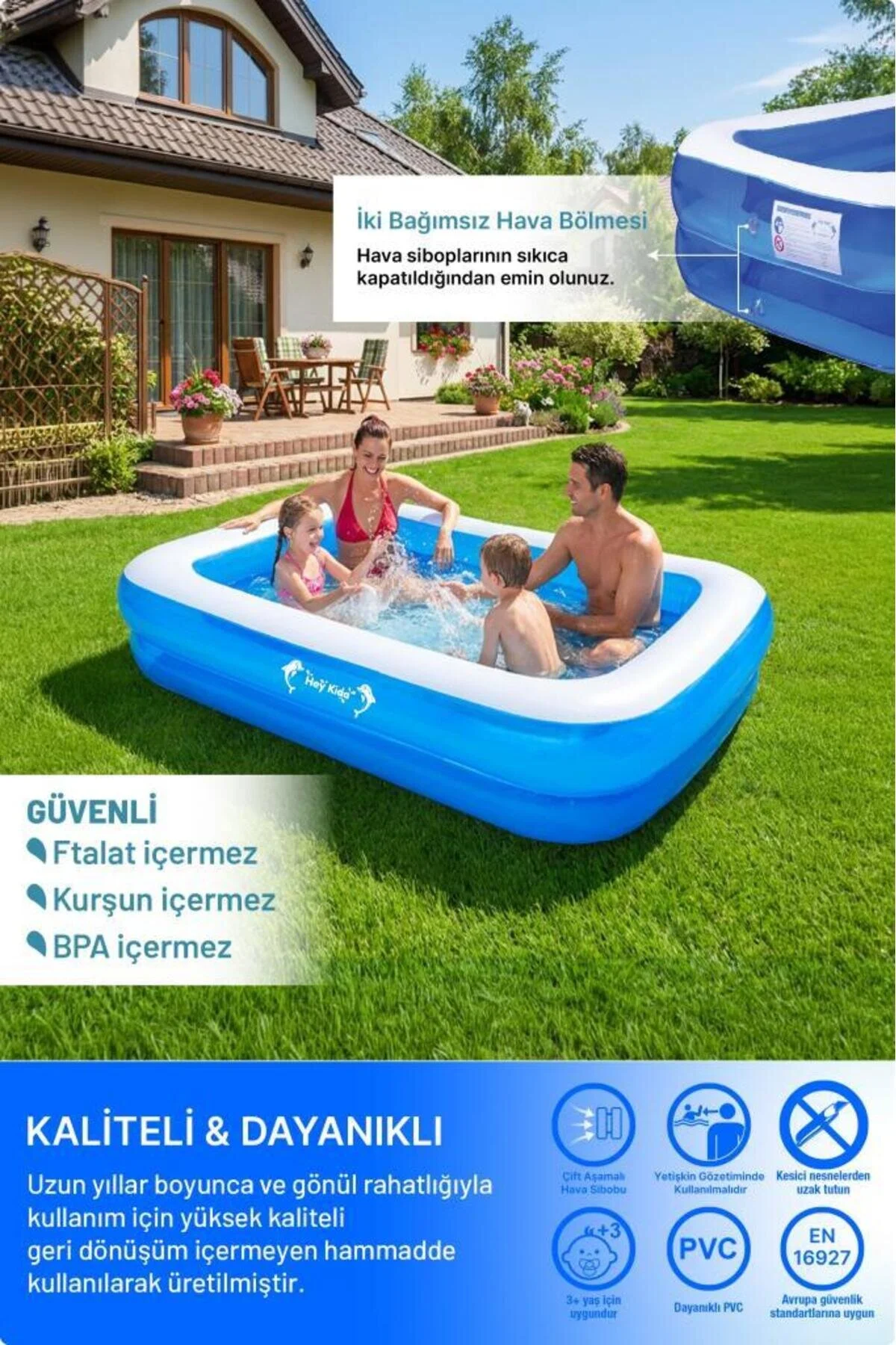 Genel Markalar Swim Safe Dikdörtgen Havuz 262x175x50cm