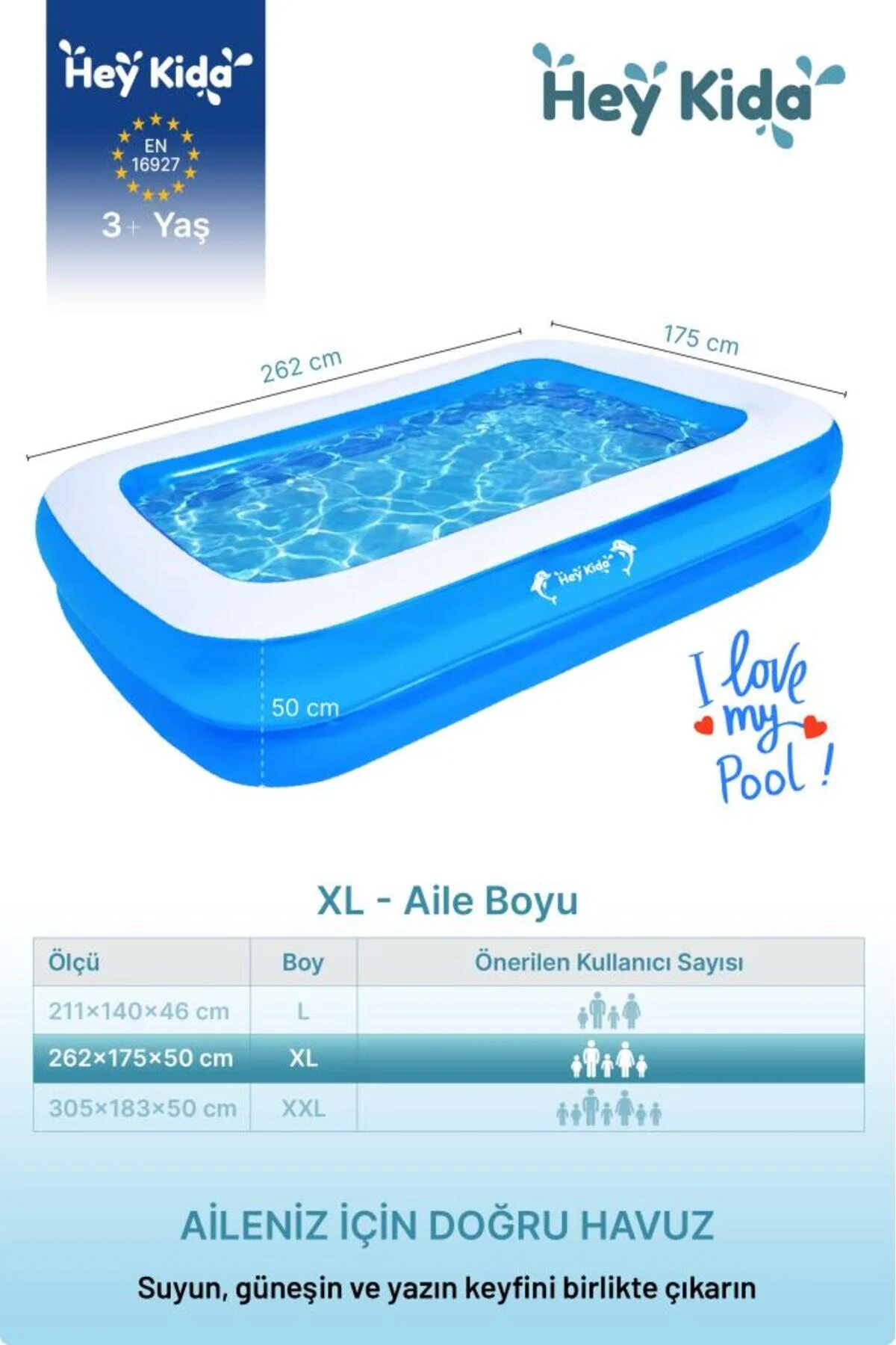 Genel Markalar Swim Safe Dikdörtgen Havuz 262x175x50cm