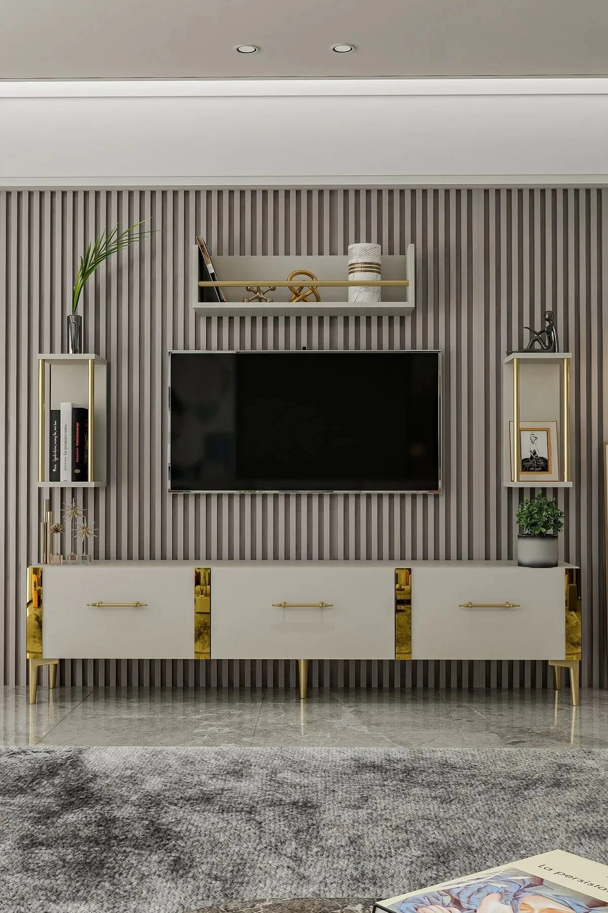 Givayo Mobilya LAURA TV ÜNİTESİ - 180 CM DUVAR RAFLI