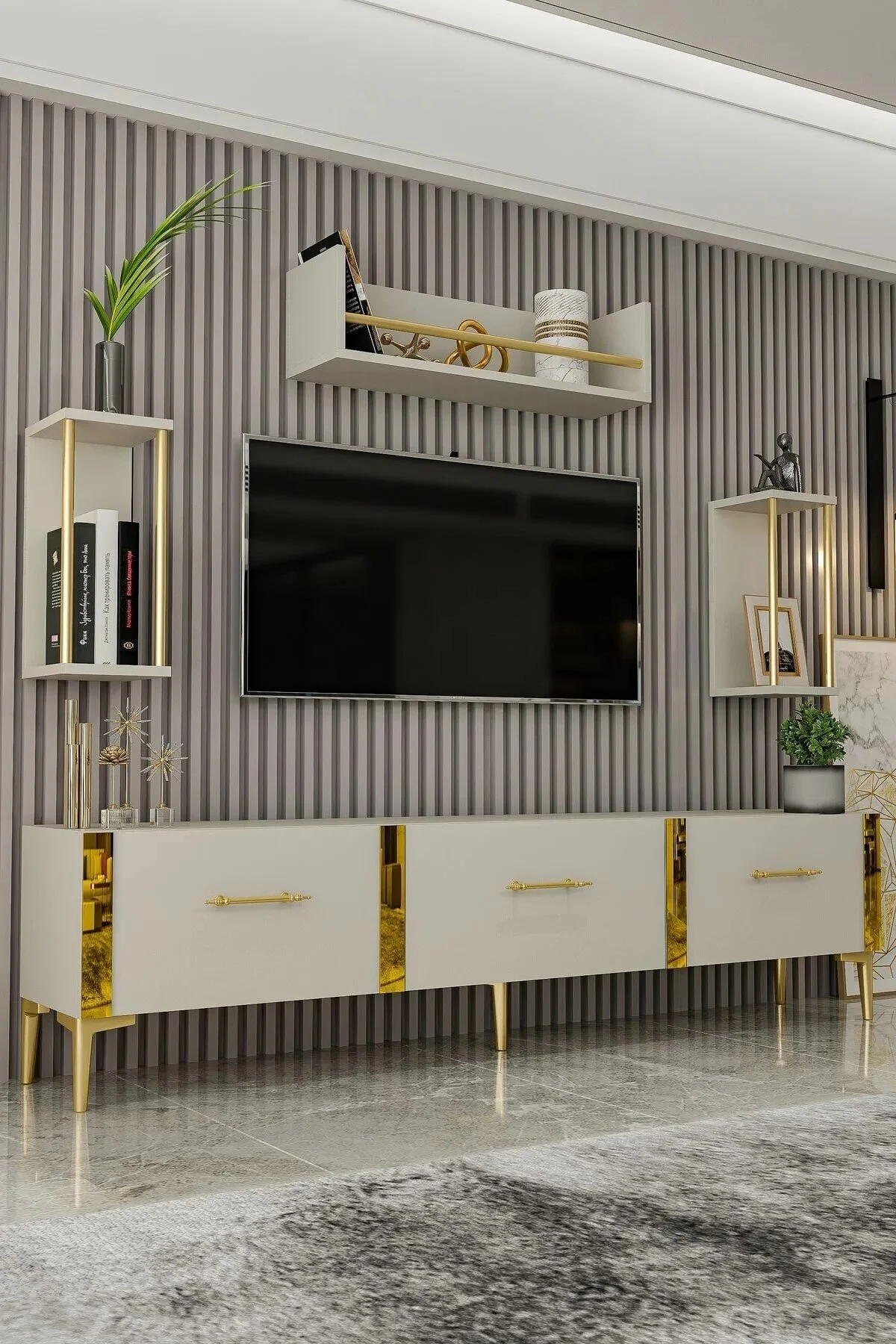 Givayo Mobilya LAURA TV ÜNİTESİ - 180 CM DUVAR RAFLI