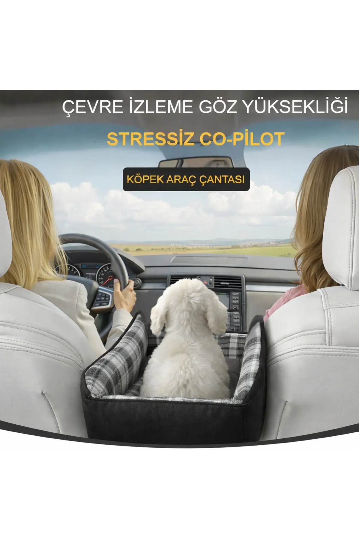 HAEGS Araç Konsol Üstü Köpek Koltuğu - Köpek Taşıma Çantası, Küçük Köpek Yatağı Gri - Kırmızı