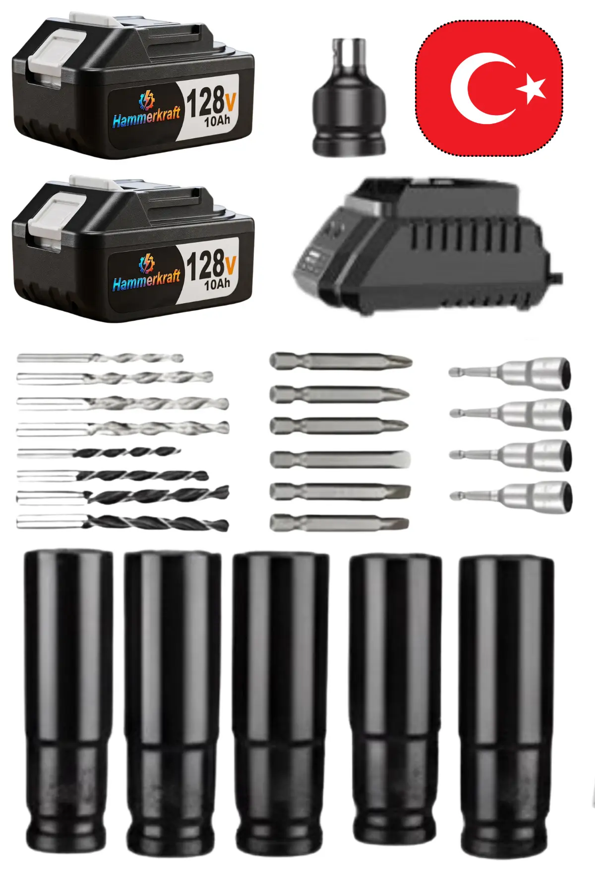 HAMMERKRAFT Kömürsüz Motor Çelik Şanzuman Devir Ayarlı 1600Nm Torklu Somun Bijon Lastik Sökme Takma Makinesi Matkap