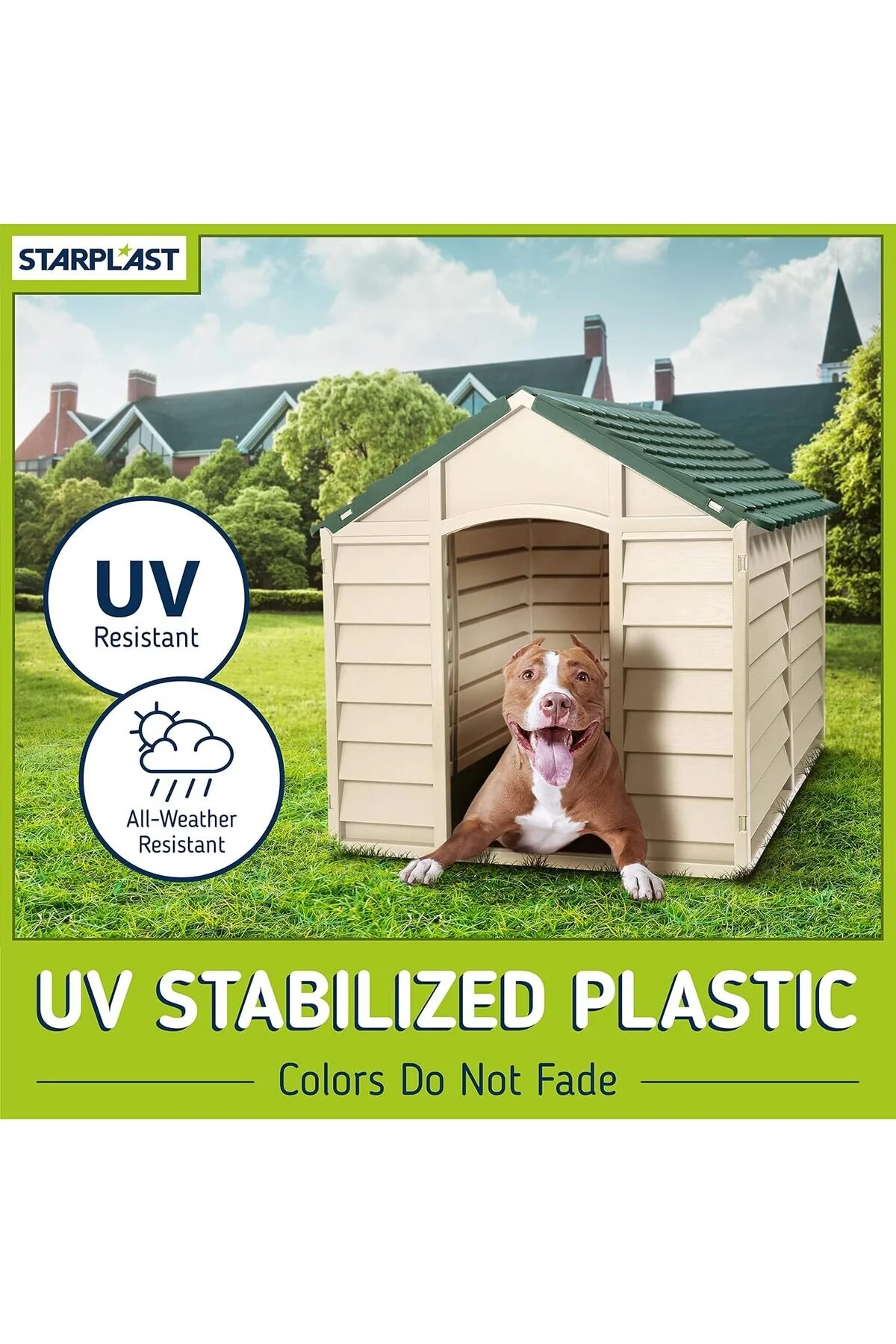 Hepta Collection Starplast Büyük Köpek Kulübesi: 1 Dış Mekan Plastik Evcil Hayvan Evi, Hava Koşullarına ve Suya Da...