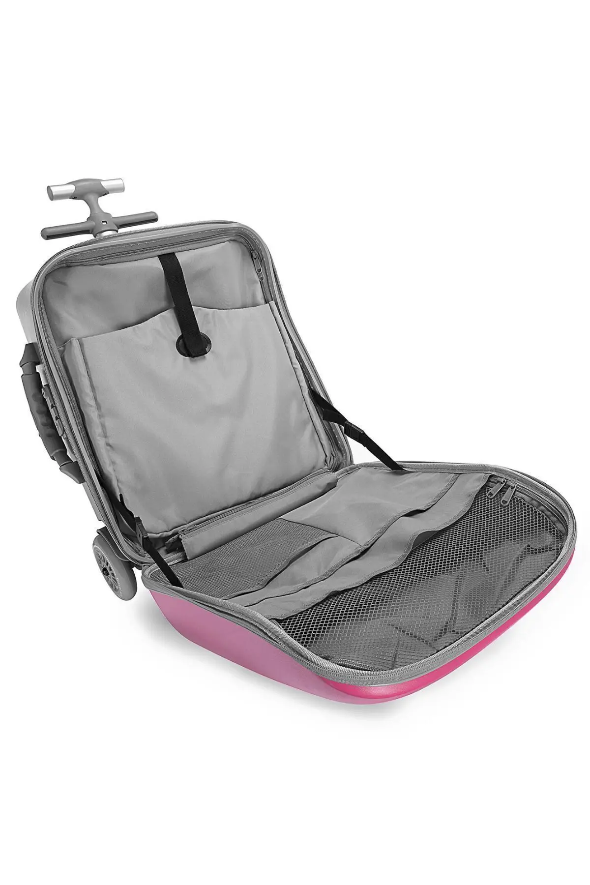 Heybee Luggages Çocuk Valizi Sevimli Canavar Oturulabilir Pembe Seyahat Bavulu(Kilit Tutma Aparatı Dahil Değildir)