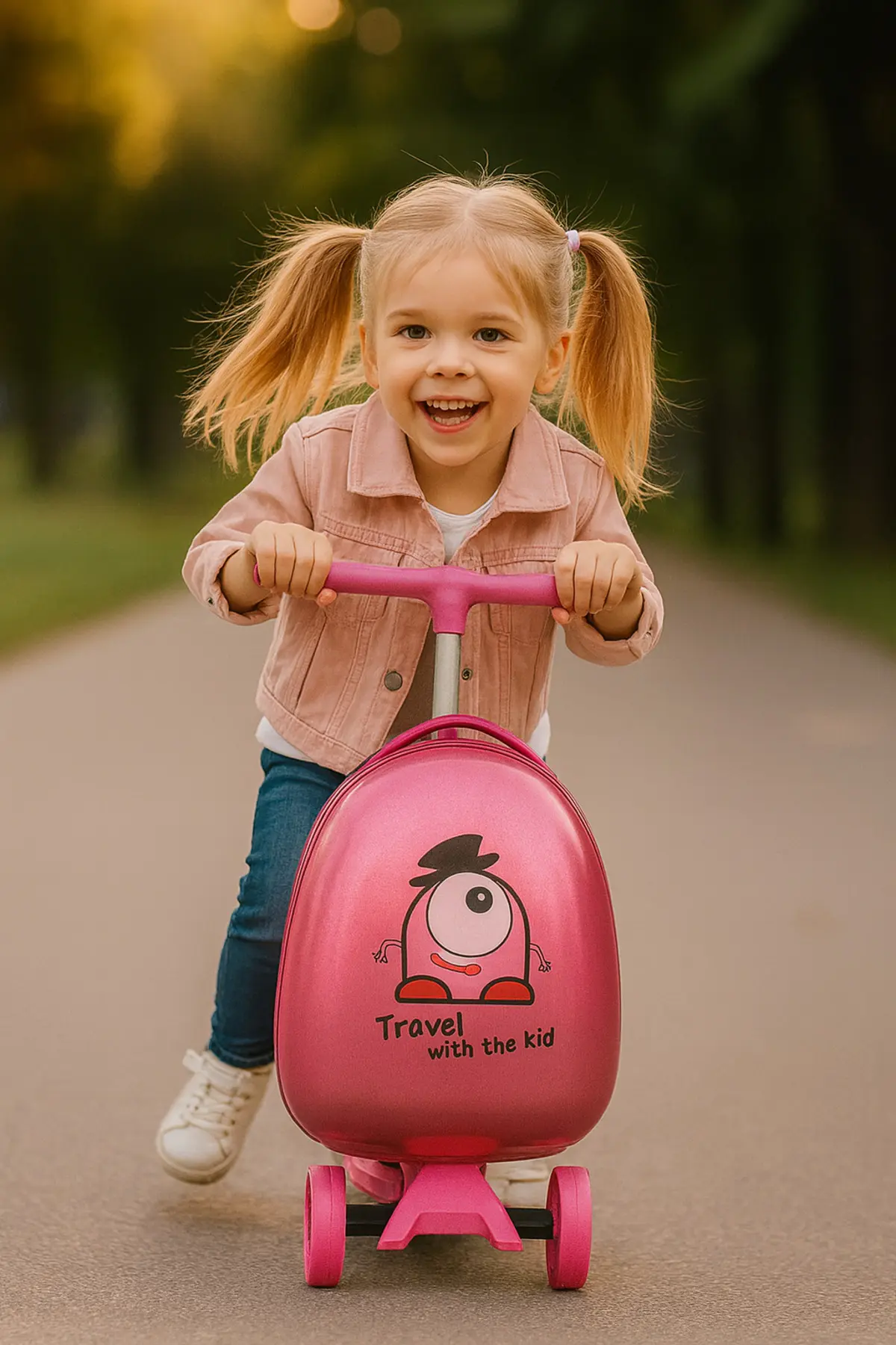Heybee Luggages VALİZ - SCOOTER VALİZ - WEXTA HEYBEE SERİSİ ÇIKARILABİLİR SIRT ÇANTALI PEMBE SCOOTER