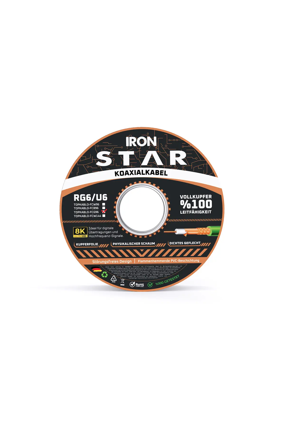 IRONSTAR 96 TEL FULL BAKIR ANTEN KABLOSU 100 METRE YEŞİL