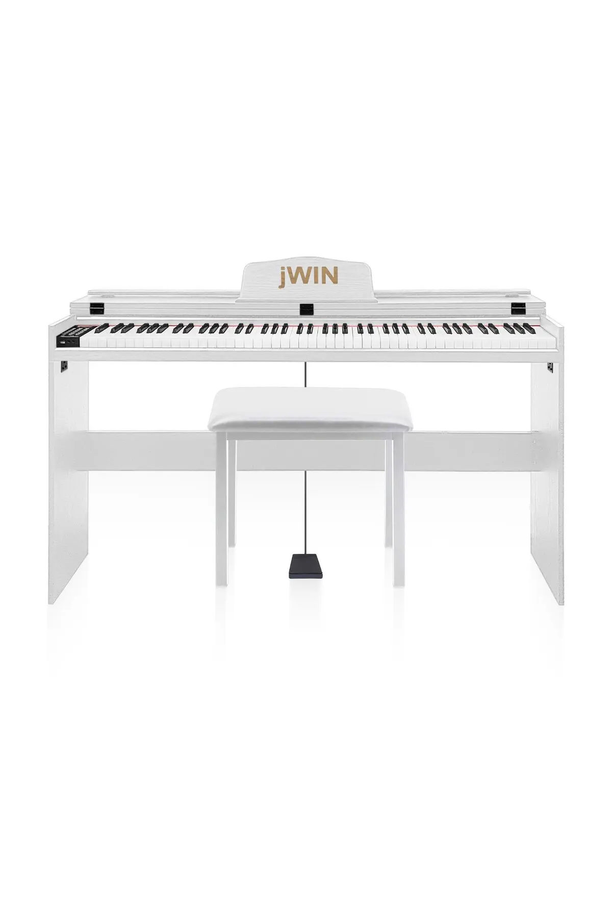 JWIN SDP-92 Tuş Hassasiyetli 88 Tuşlu Kapaklı Dijital Piyano + Tabure - Beyaz