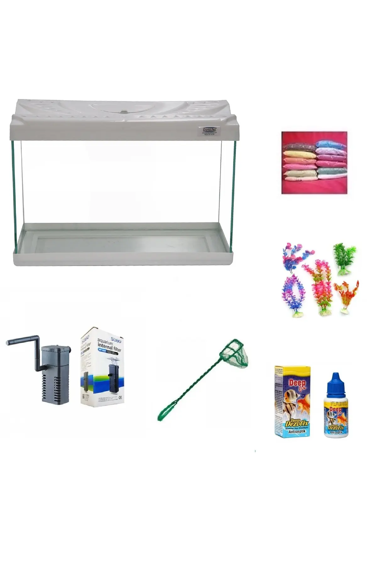 Kanki Pet Akvaryum Hazır Set 3018 Beyaz 30 Cm ( 9 Litre )
