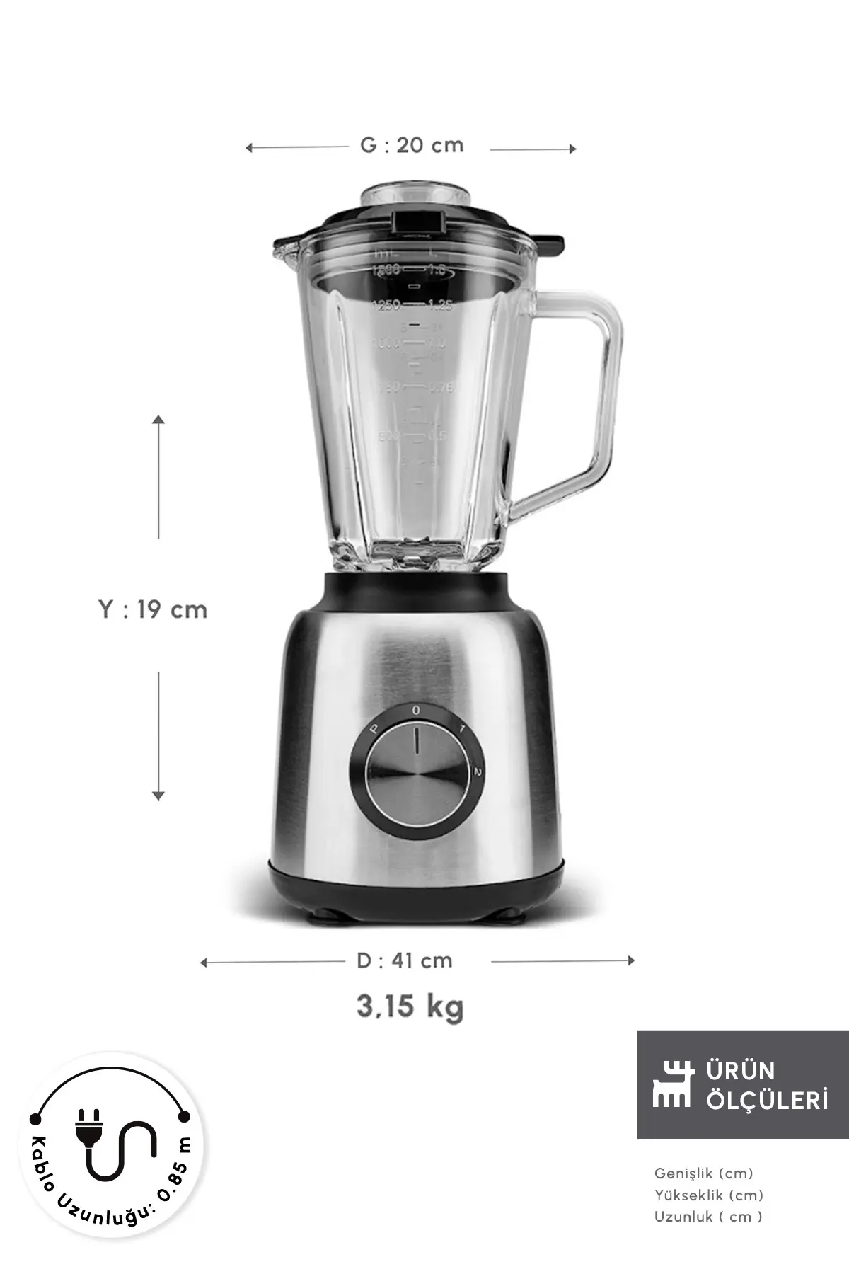 Karaca Inox 1.5 Lt Cam Hazneli Smoothie Blender