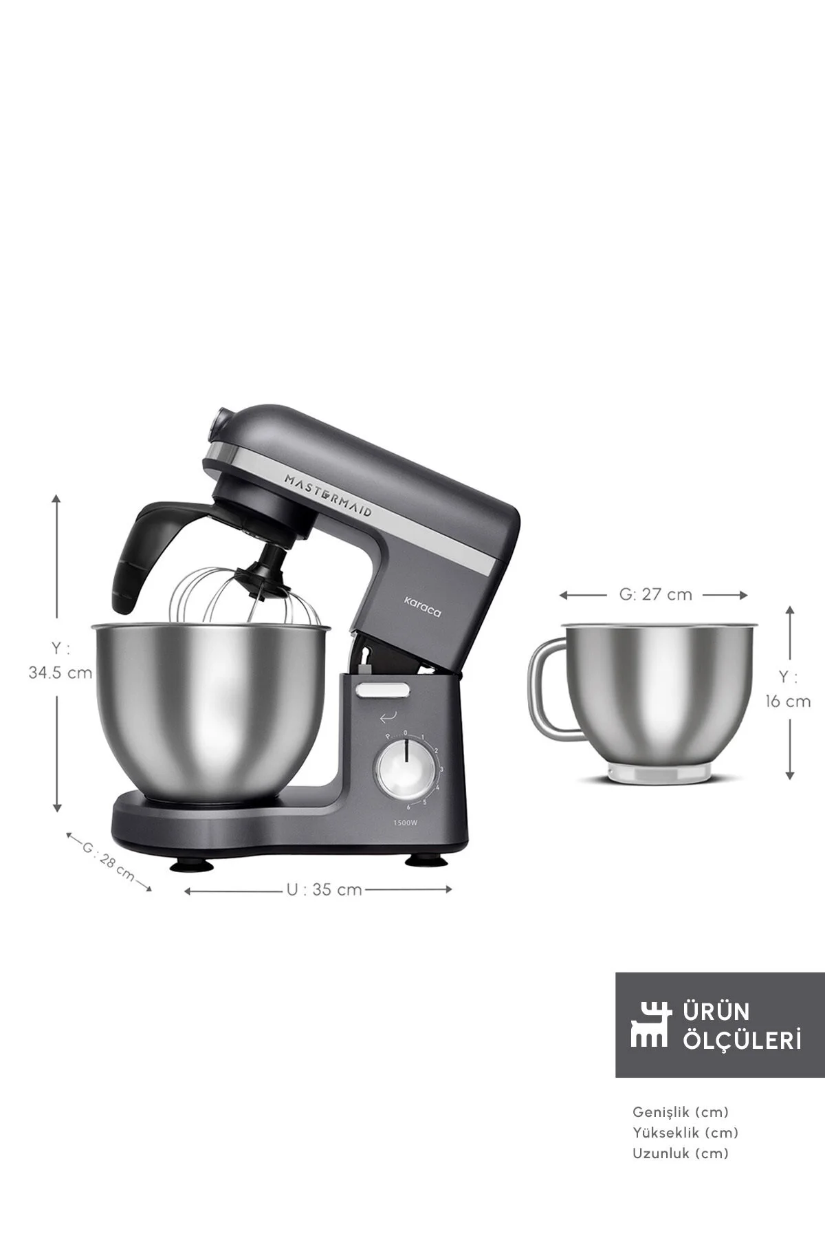 Karaca Mastermaid Chef Pro Çift Kollu Mutfak Şefi 1500 W Space Gray