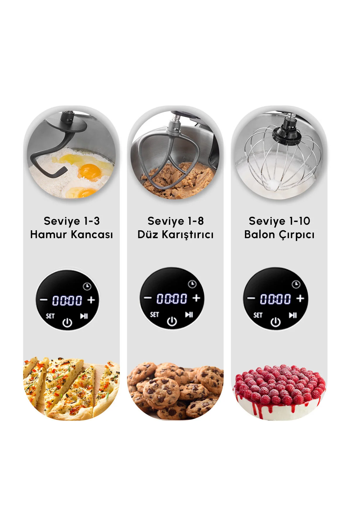 Karaca Mastermaid Chef Ultra D2000W Dijital Ekranlı Hamur Yoğurma Makinesi Galaxy Grey 7L